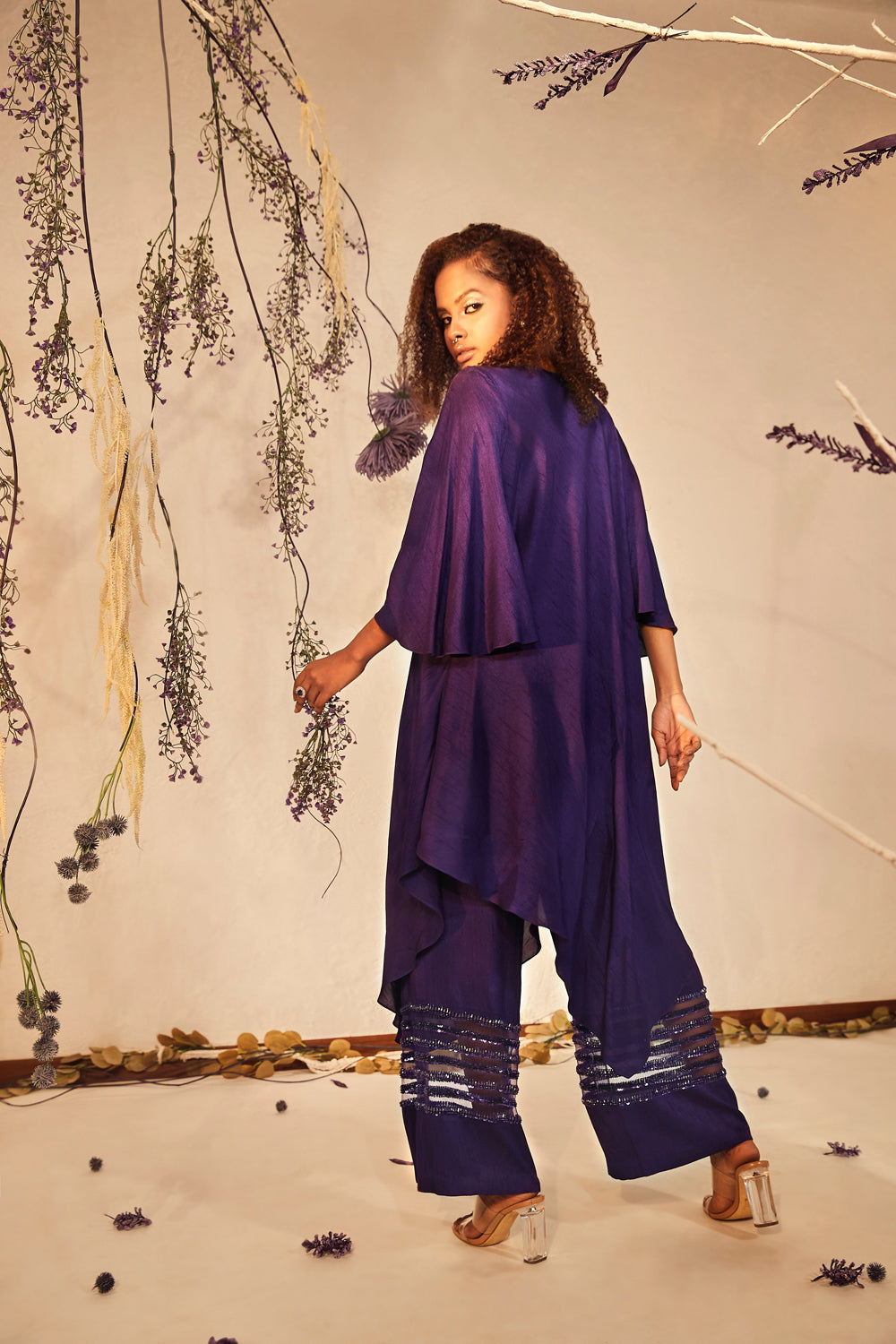 Purple Ultra Violet Asymmetric A-line Co-Ord Set