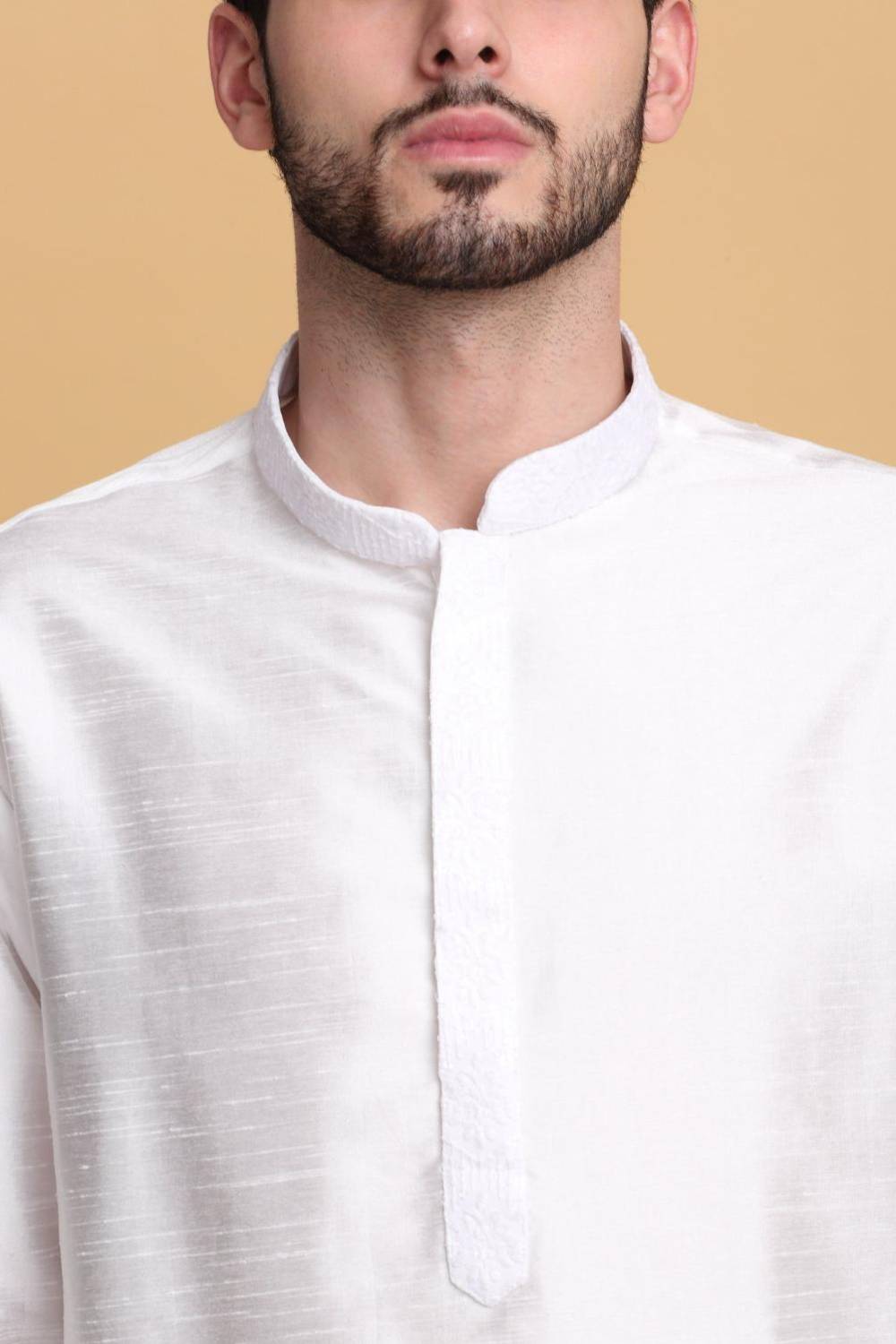 Nakkashkaari Embroidered Open Jacket Kurta Set - Ivory Cream