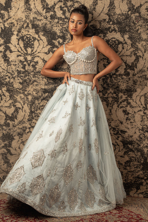 Embroidered Mirror Sequin Lehenga Set