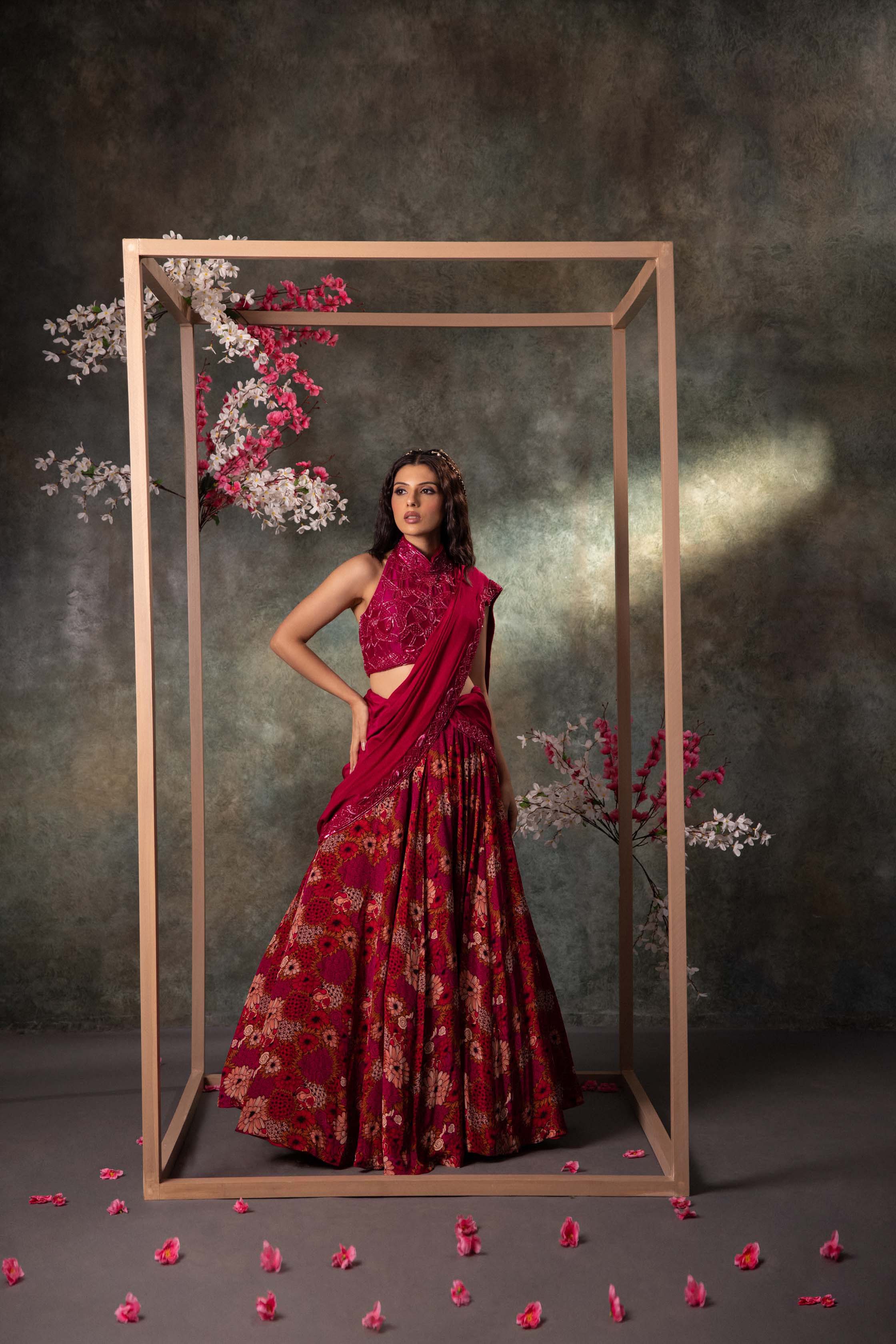 CY Mehak Murpana Pink Choli, Lehenga And Dupatta Set With Embroidery Front 1