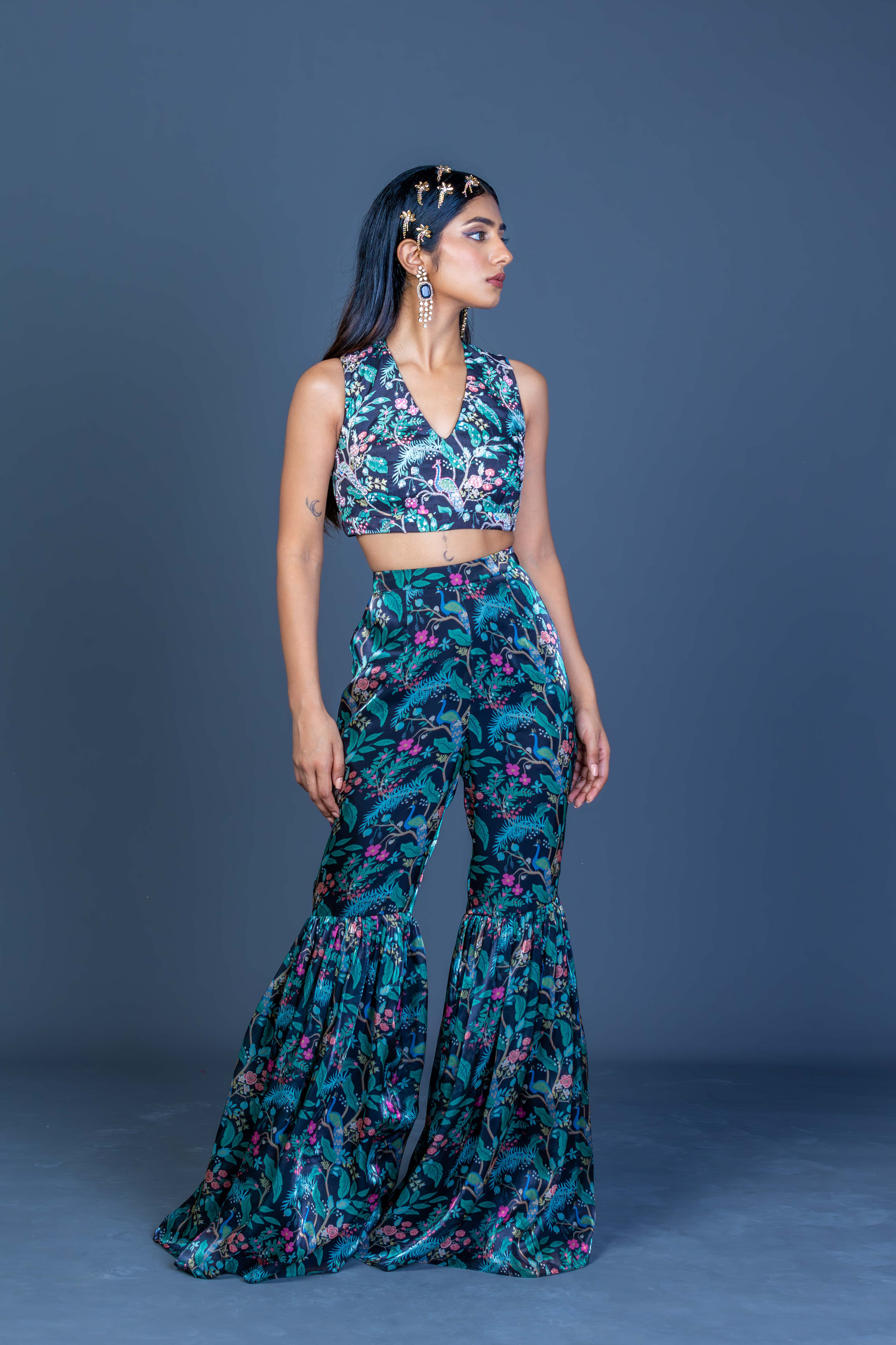 Midnight Peacock Charm Coord Set