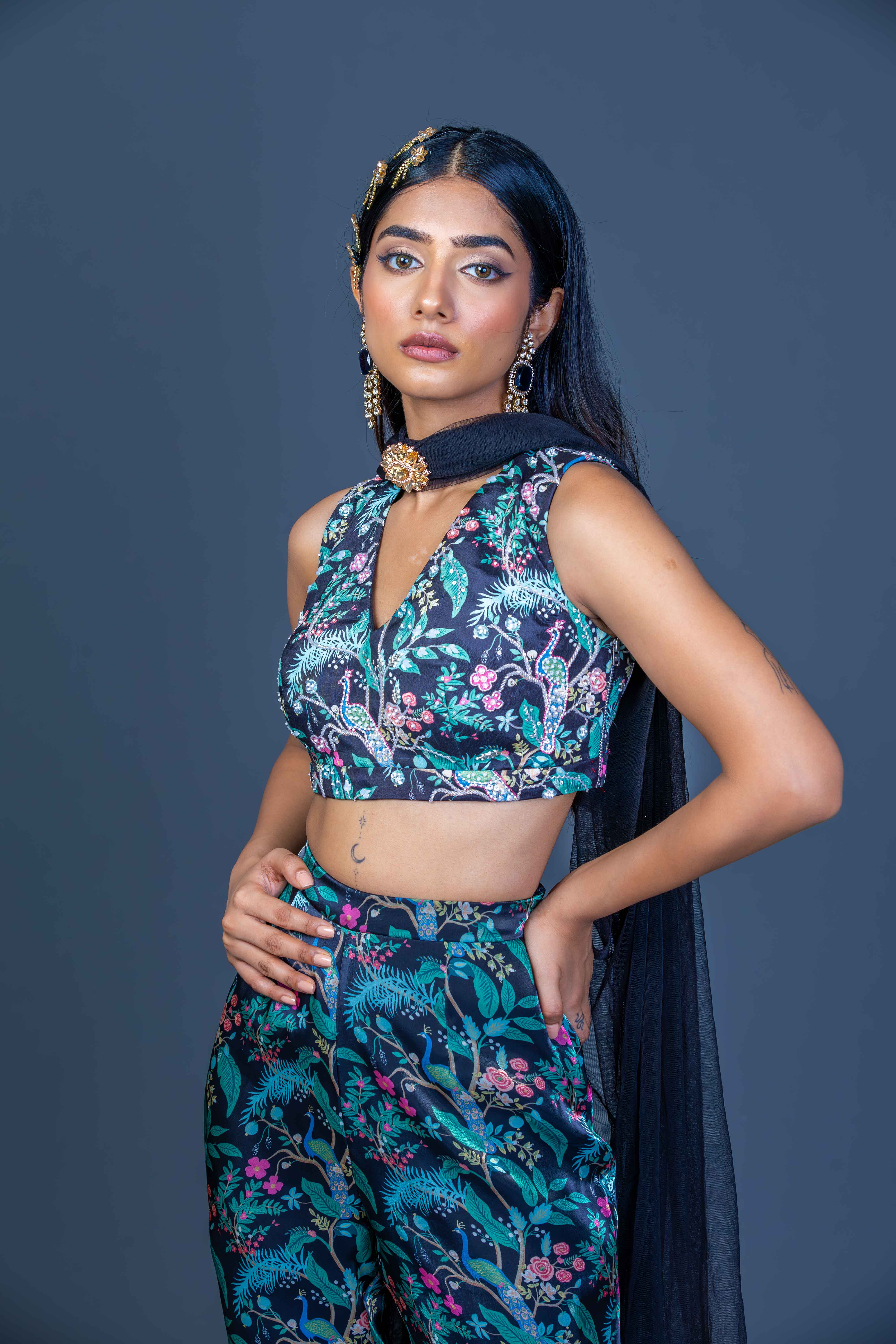 Midnight Peacock Charm Coord Set