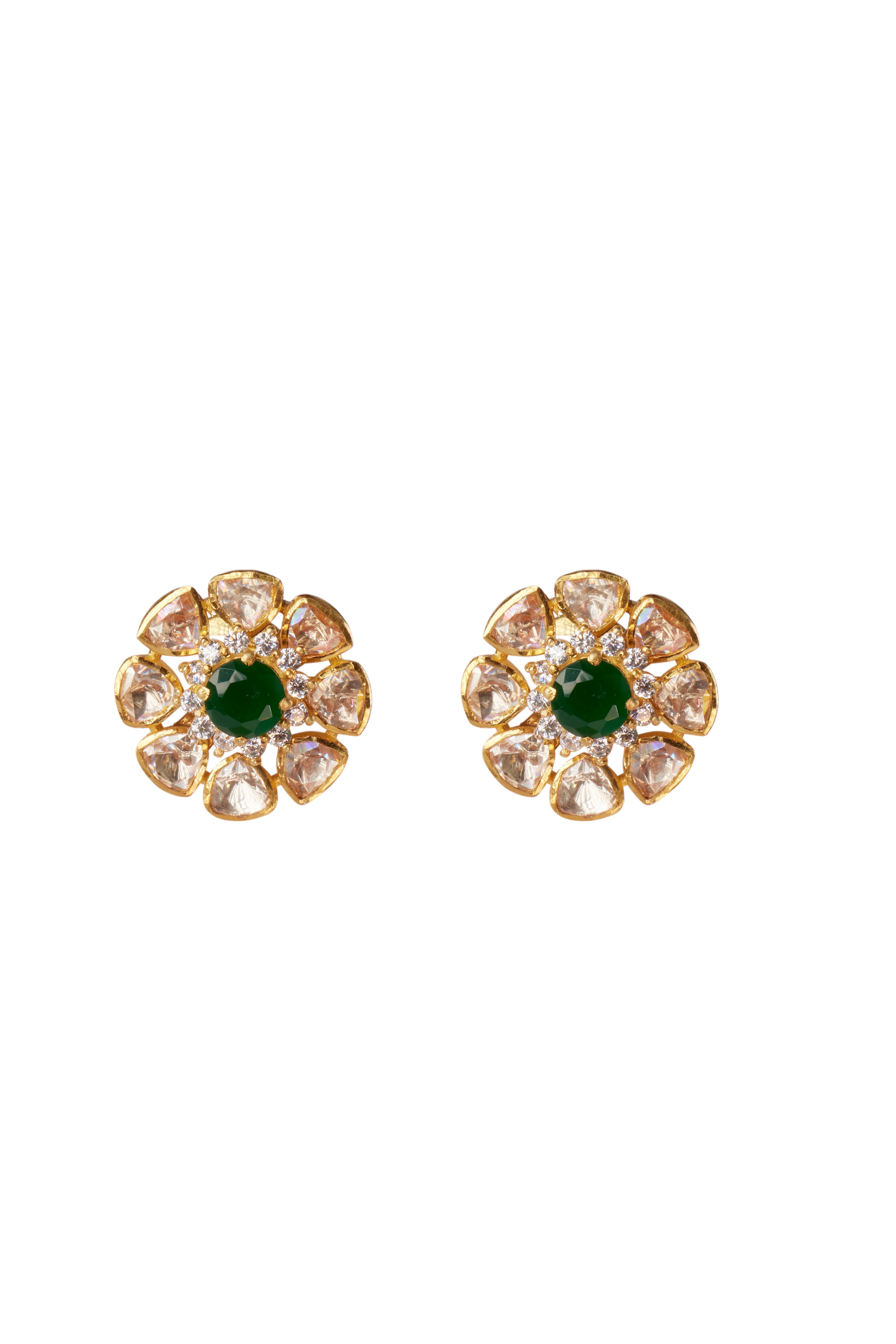 CY Sica Jewellery Moissanite Polki Detachable Polki Earrings Front 1