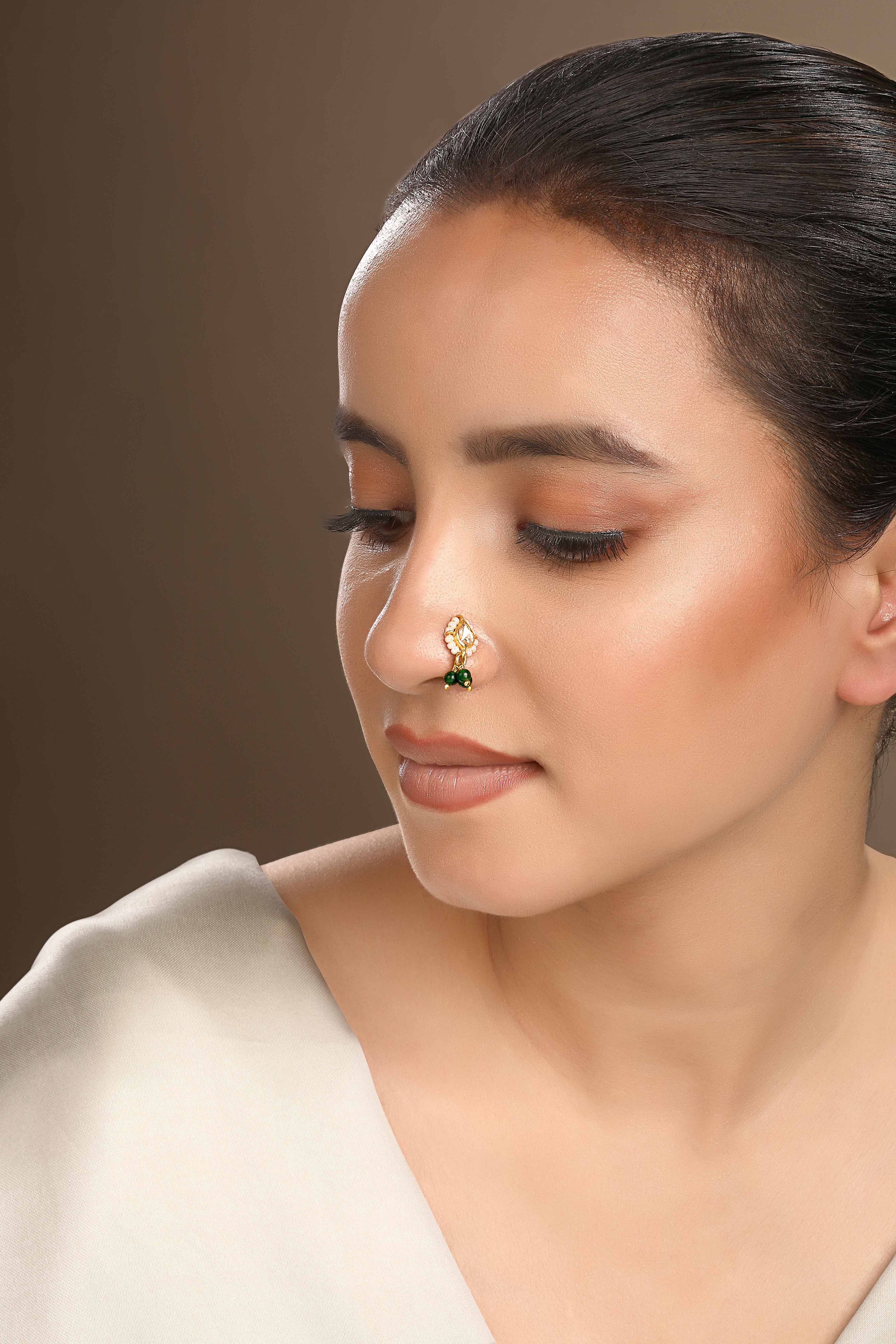 CY Sica Jewellery Moissanite Polki Dhara Green Nath Front 2