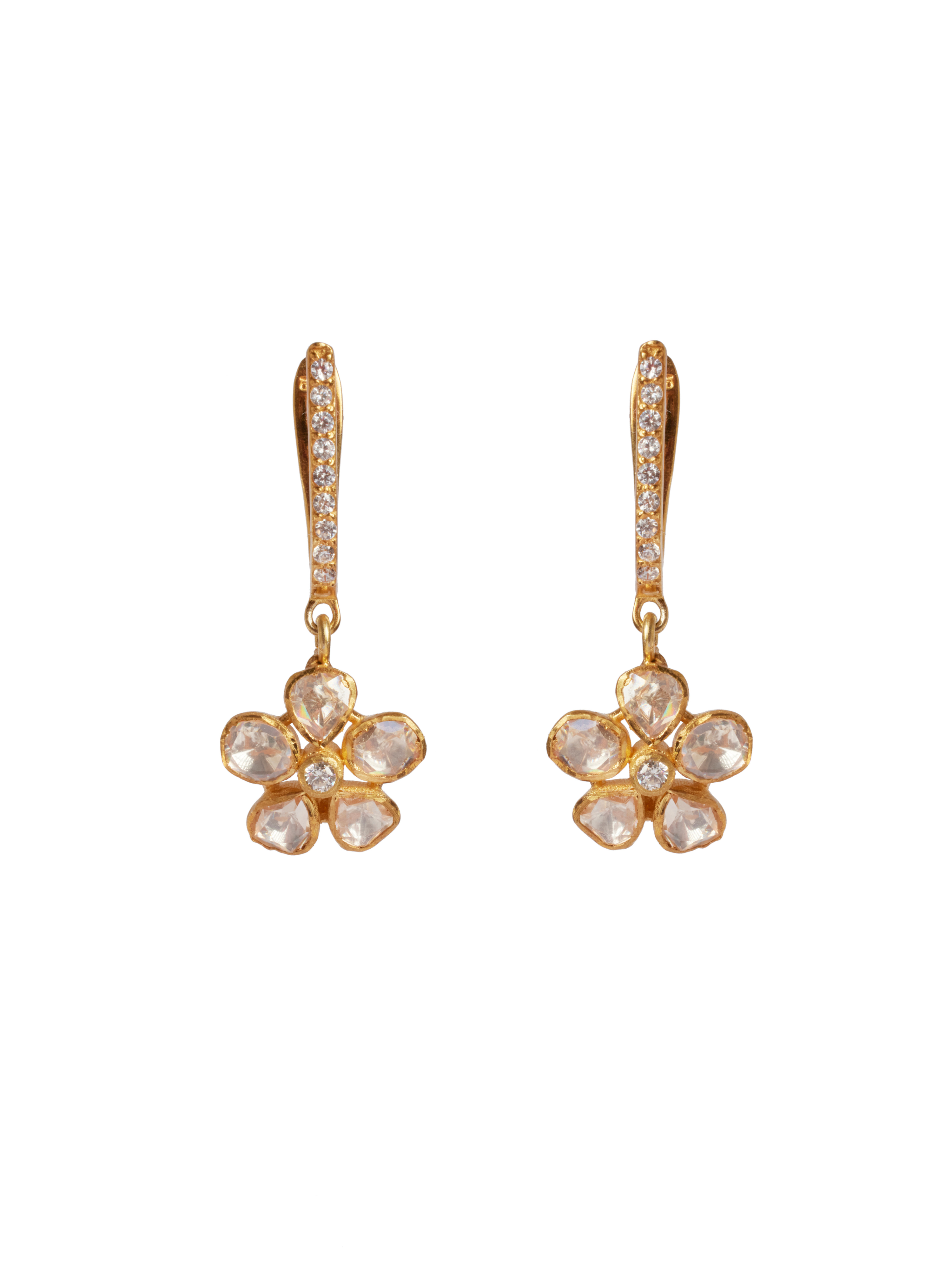 CY Sica Jewellery Moissanite Polki Floral Polki Bali Earrings Front 1