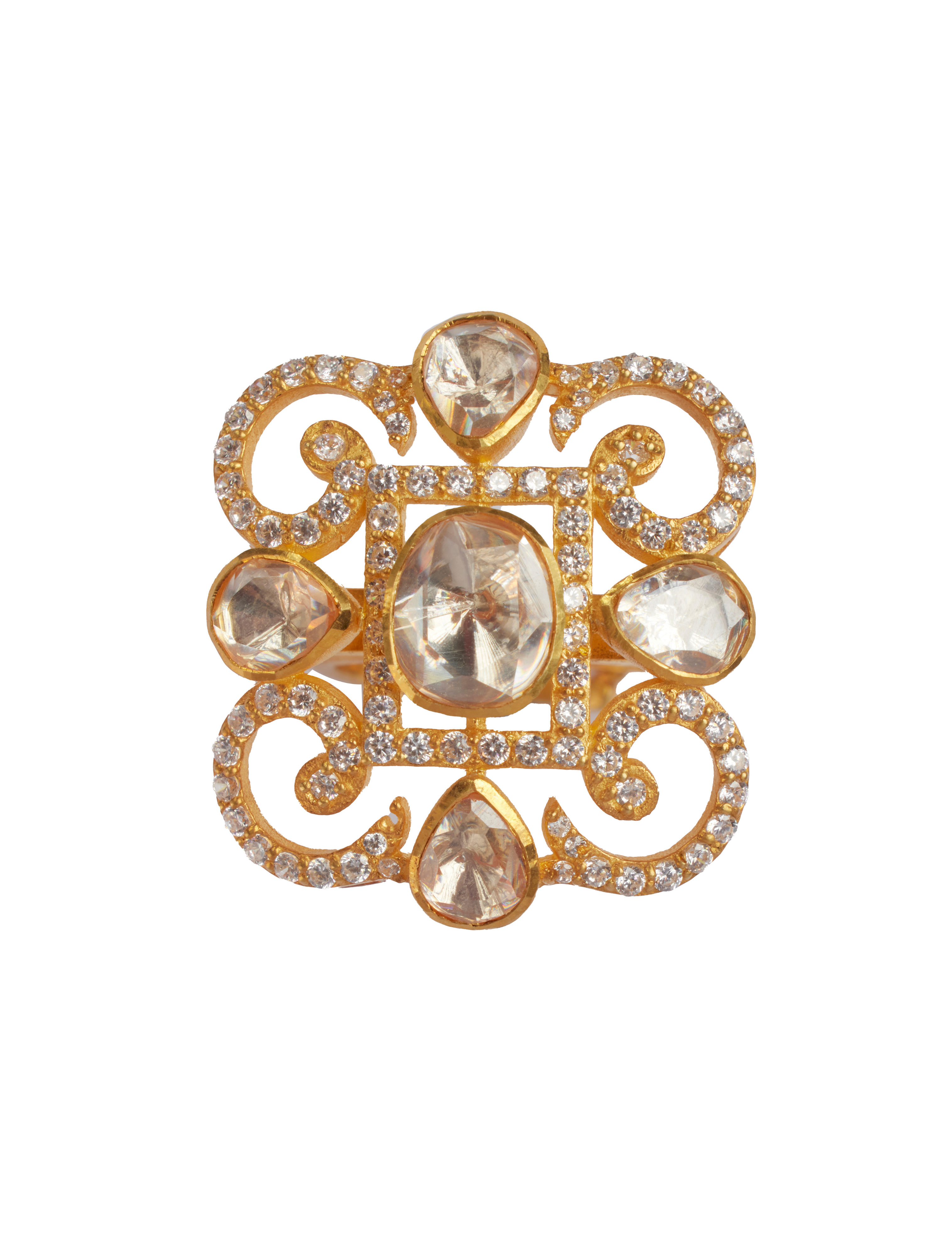 CY Sica Jewellery Moissanite Polki Luminous Polki Ring Front 1