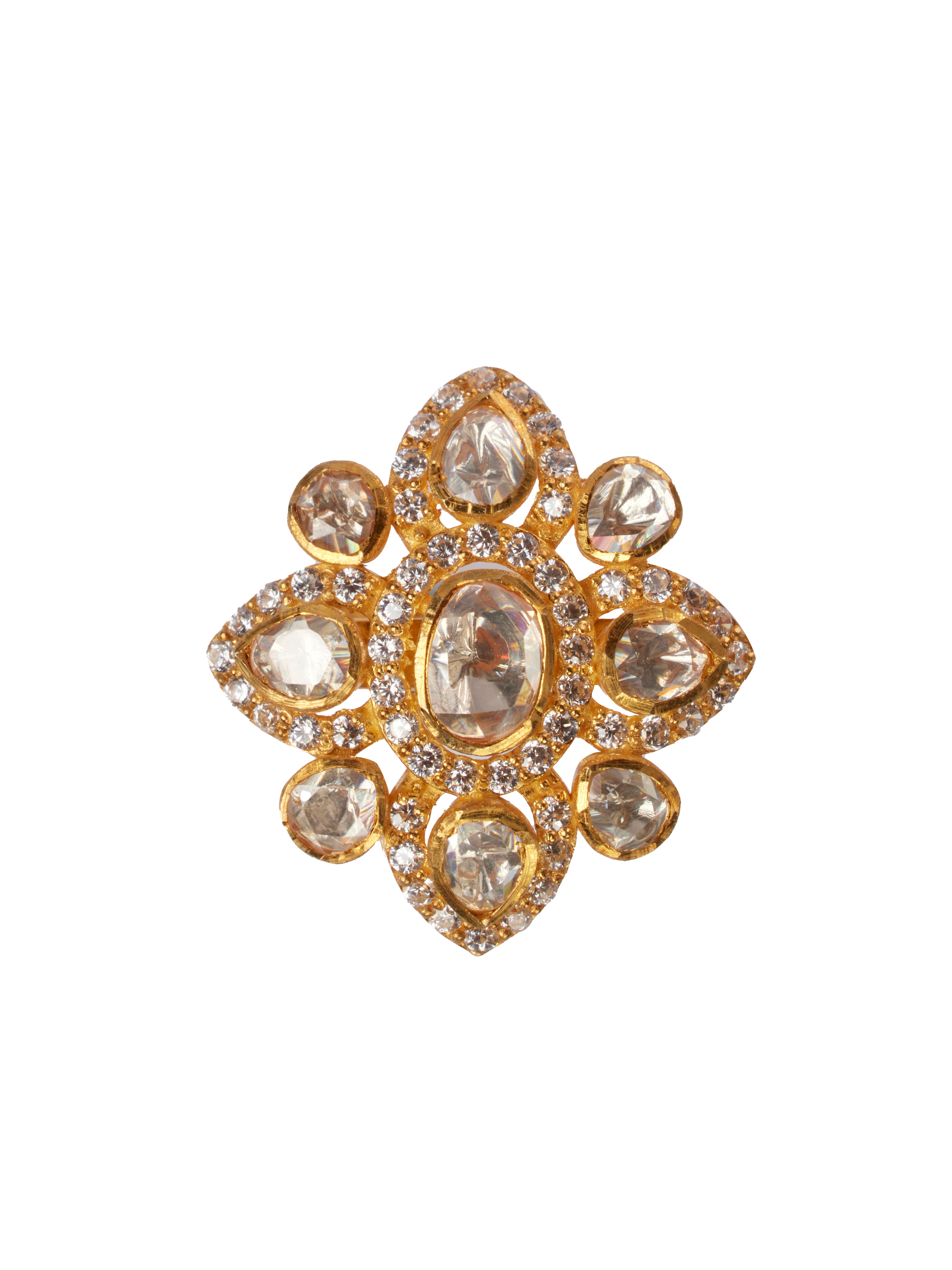 CY Sica Jewellery Moissanite Polki Meghna Polki Ring Front 1