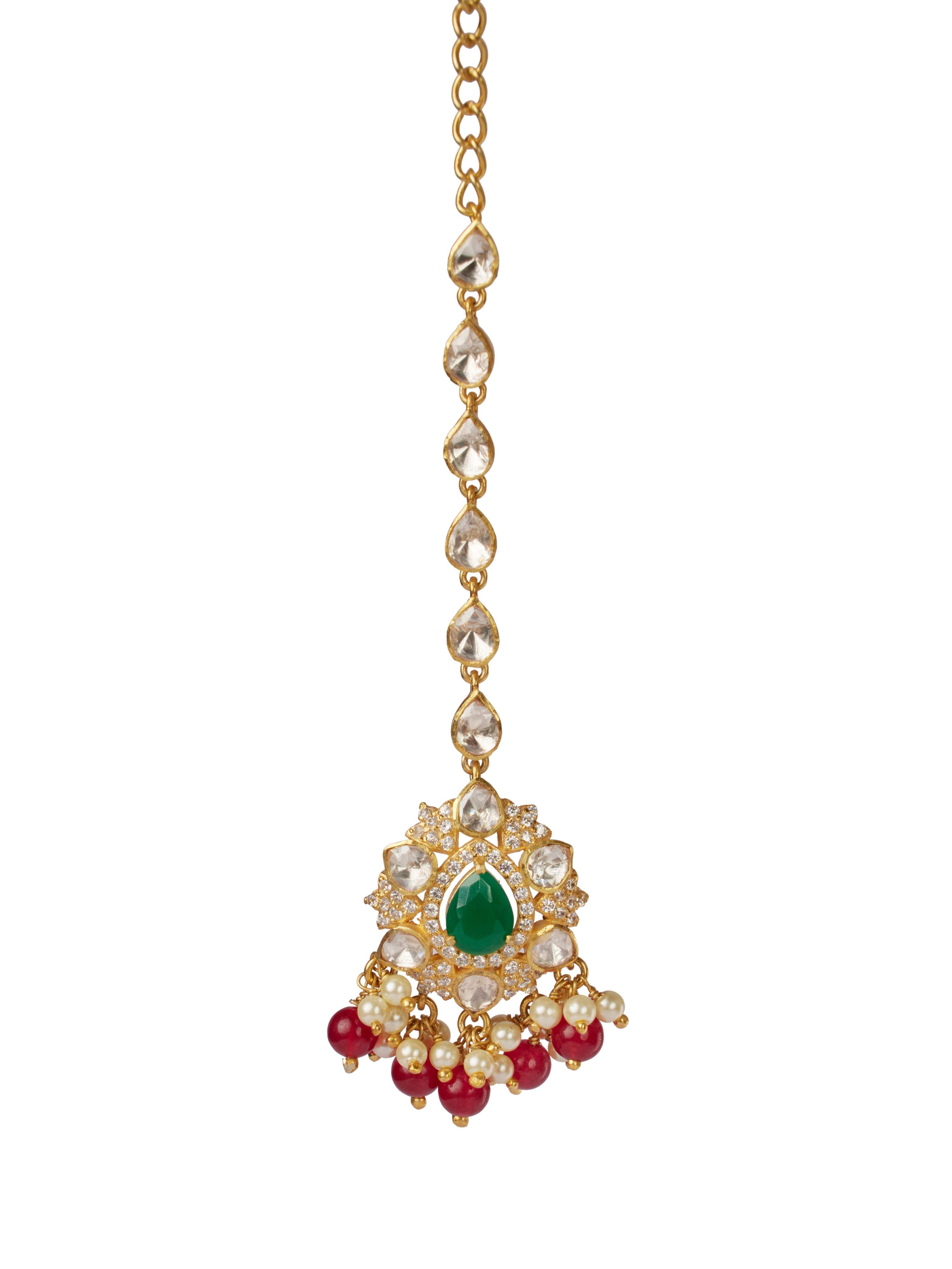 CY Sica Jewellery Moissanite Polki Multi Coloured Maangtika Front 1