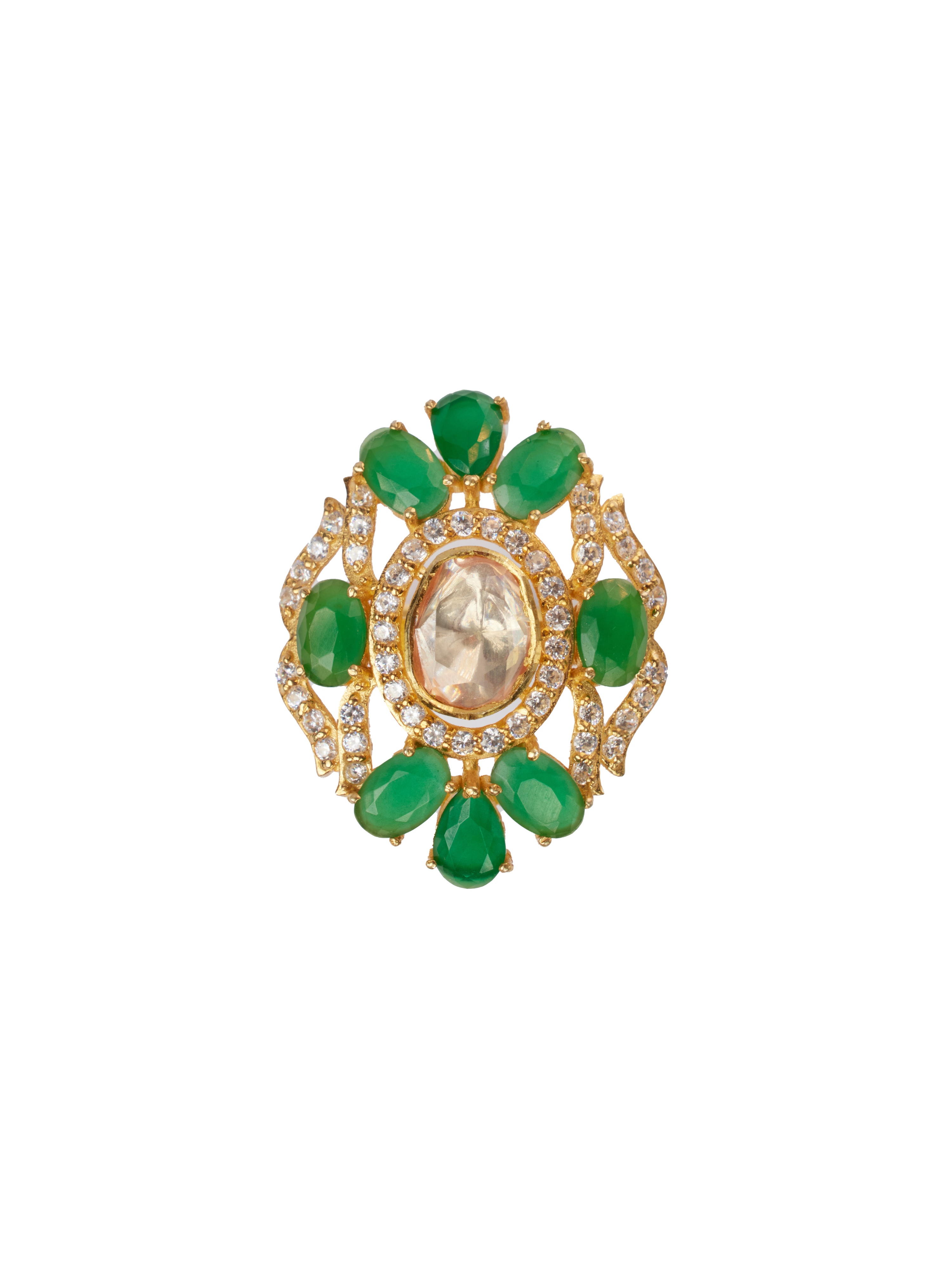 CY Sica Jewellery Moissanite Polki Radiant Polki Ring Front 1