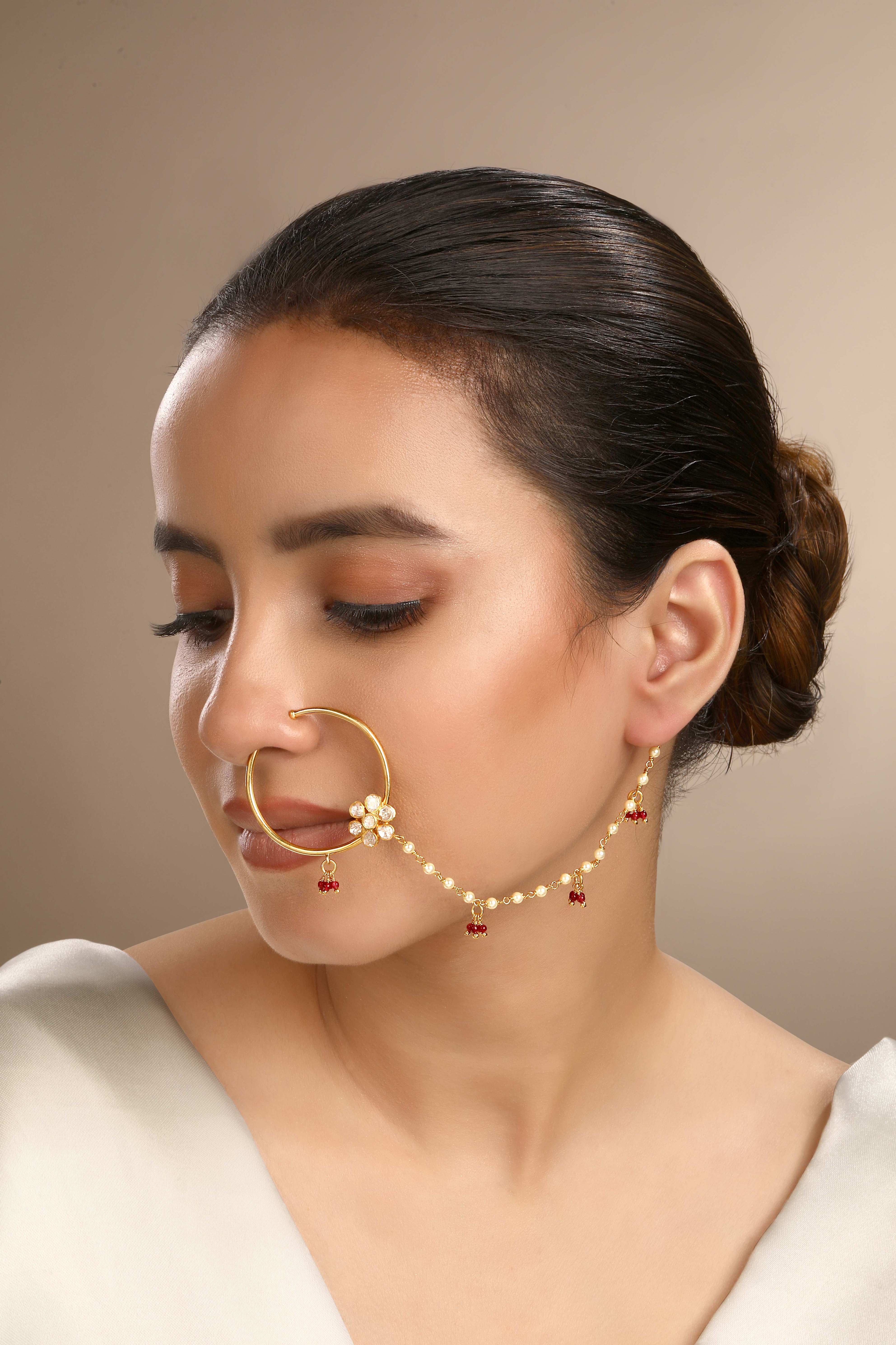 CY Sica Jewellery Moissanite Polki Suhasini Bridal Nath Front 2