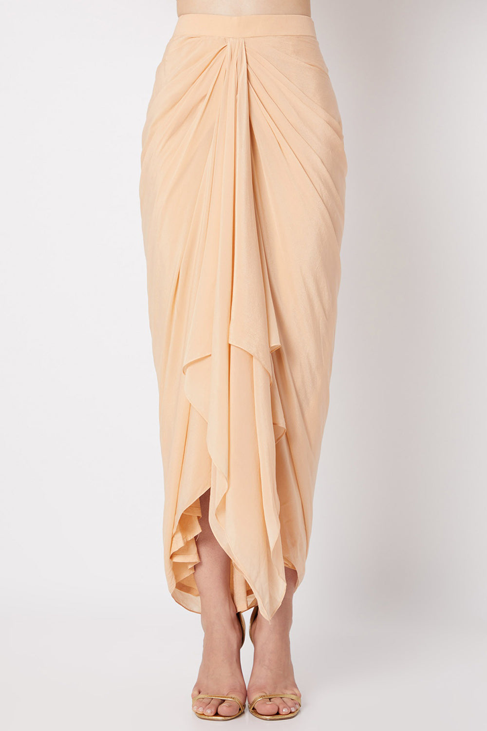 Draped Peach Skirt Set - Auraya Fashion - - #tag1# - #tag2# - #tag3# - #tag3#