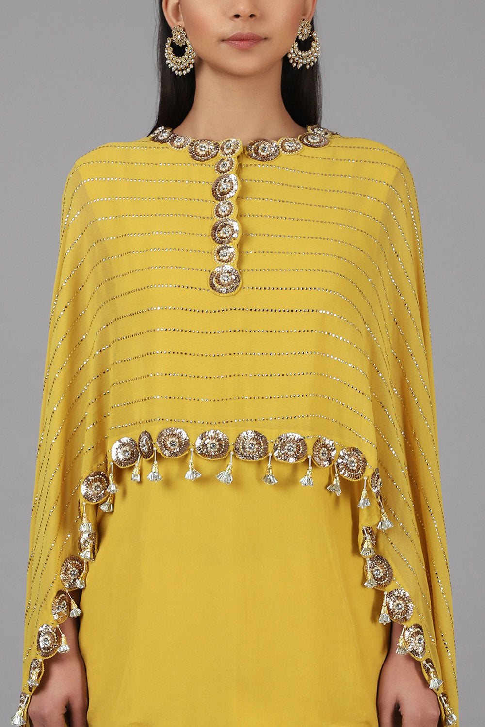Embroidered Yellow Sharara Set - Auraya Fashion - - #tag1# - #tag2# - #tag3# - #tag3#