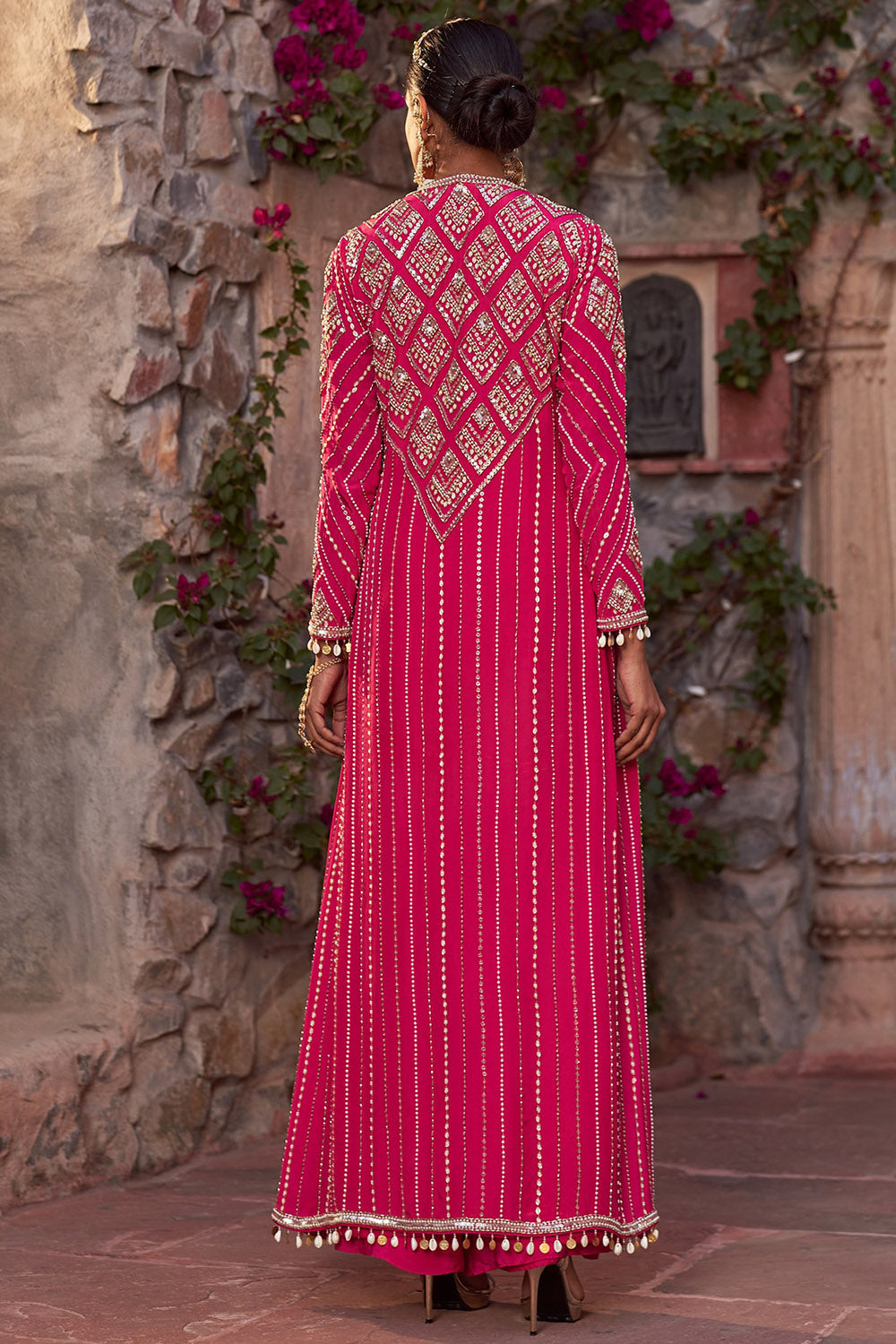 Crepe Hot Pink Sharara Set - Auraya Fashion - - #tag1# - #tag2# - #tag3# - #tag3#