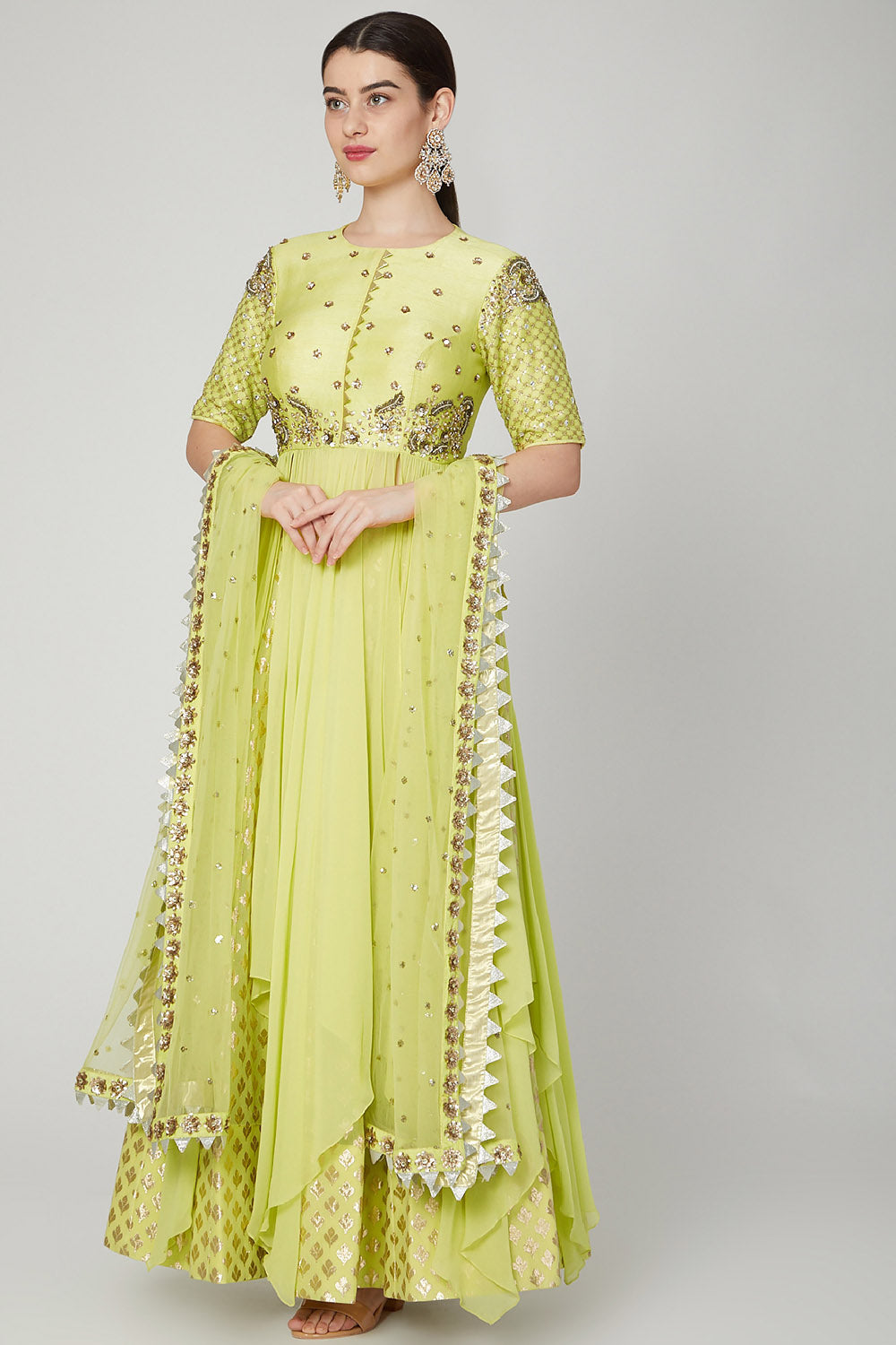 Embroidered Yellow Lehenga Set - Auraya Fashion - Nidhika Shekhar - #tag1# - #tag2# - #tag3# - #tag3#