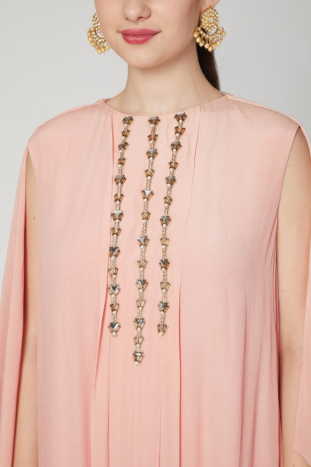 Embroidered Blush Pink Kaftan Dress - Auraya Fashion - - #tag1# - #tag2# - #tag3# - #tag3#