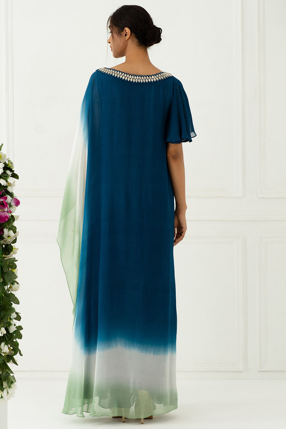 Ombre Cobalt Blue Kaftan Dress - Auraya Fashion - - #tag1# - #tag2# - #tag3# - #tag3#