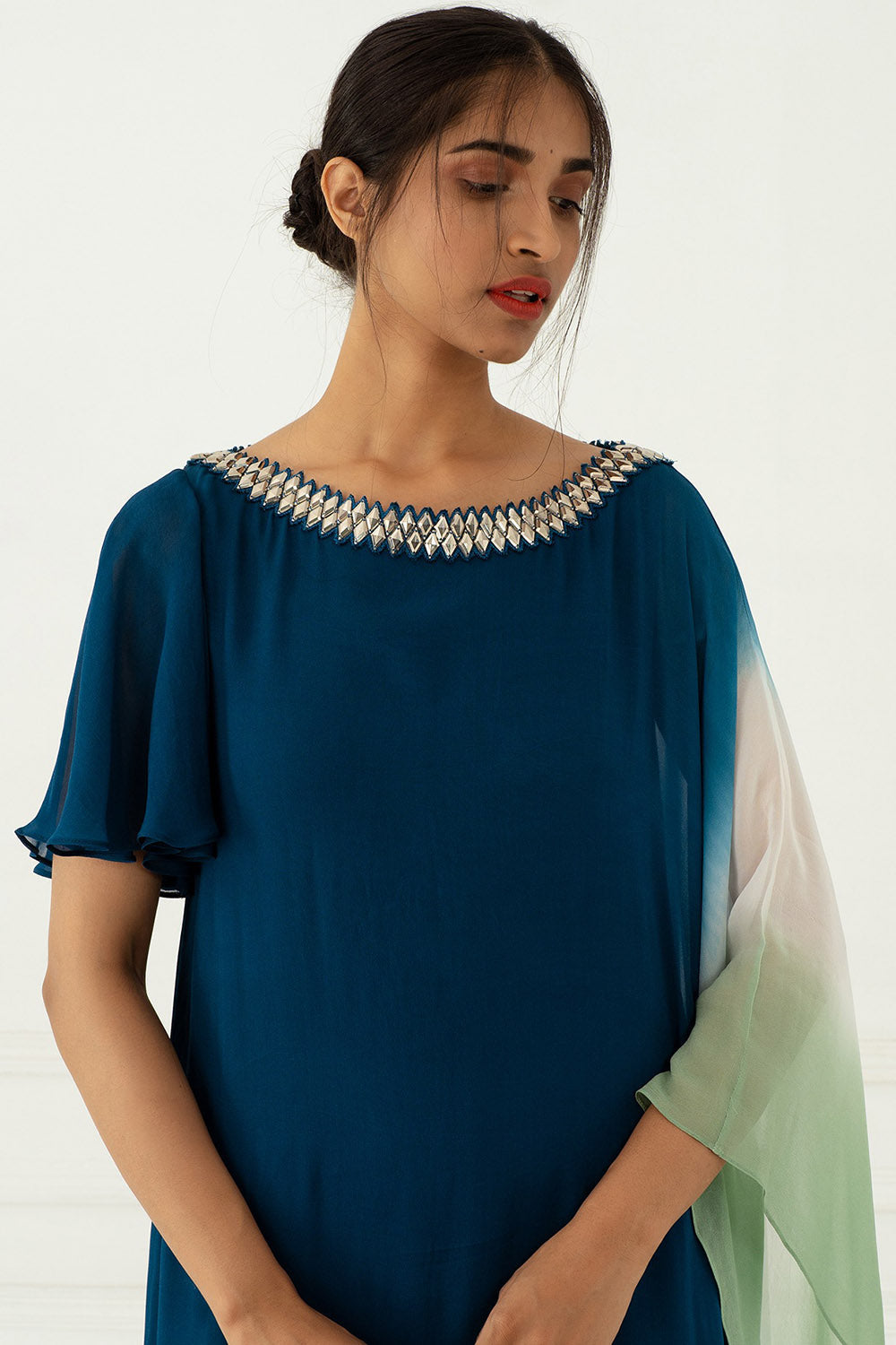 Ombre Cobalt Blue Kaftan Dress - Auraya Fashion - - #tag1# - #tag2# - #tag3# - #tag3#