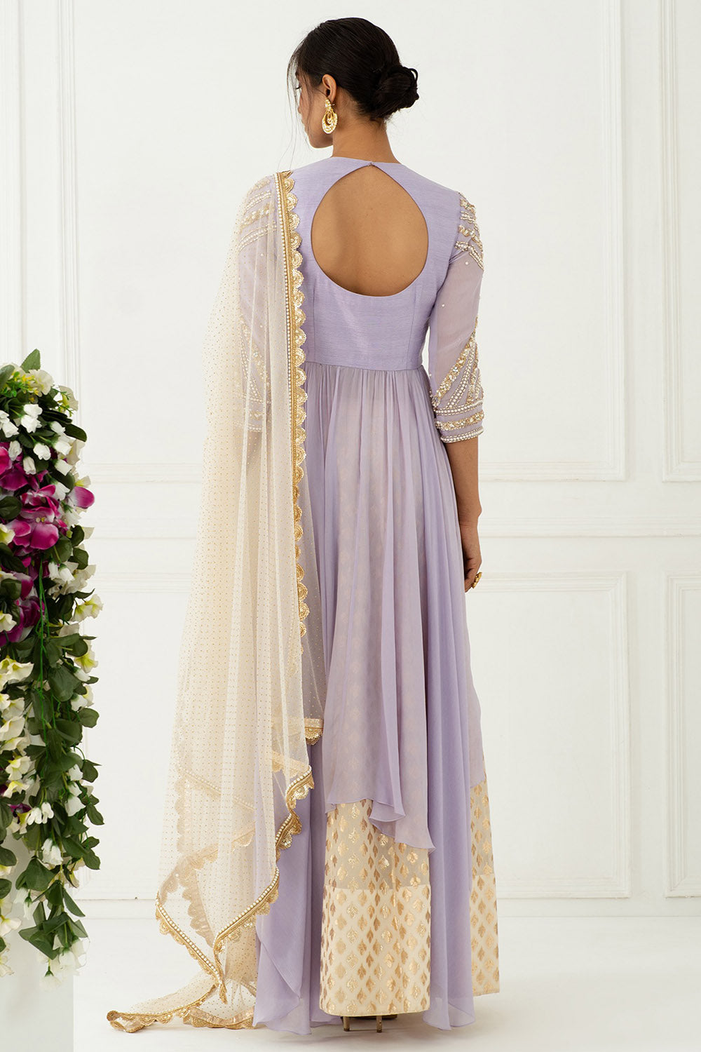 Hand Embroidered Lilac Kurta Set - Auraya Fashion - - #tag1# - #tag2# - #tag3# - #tag3#