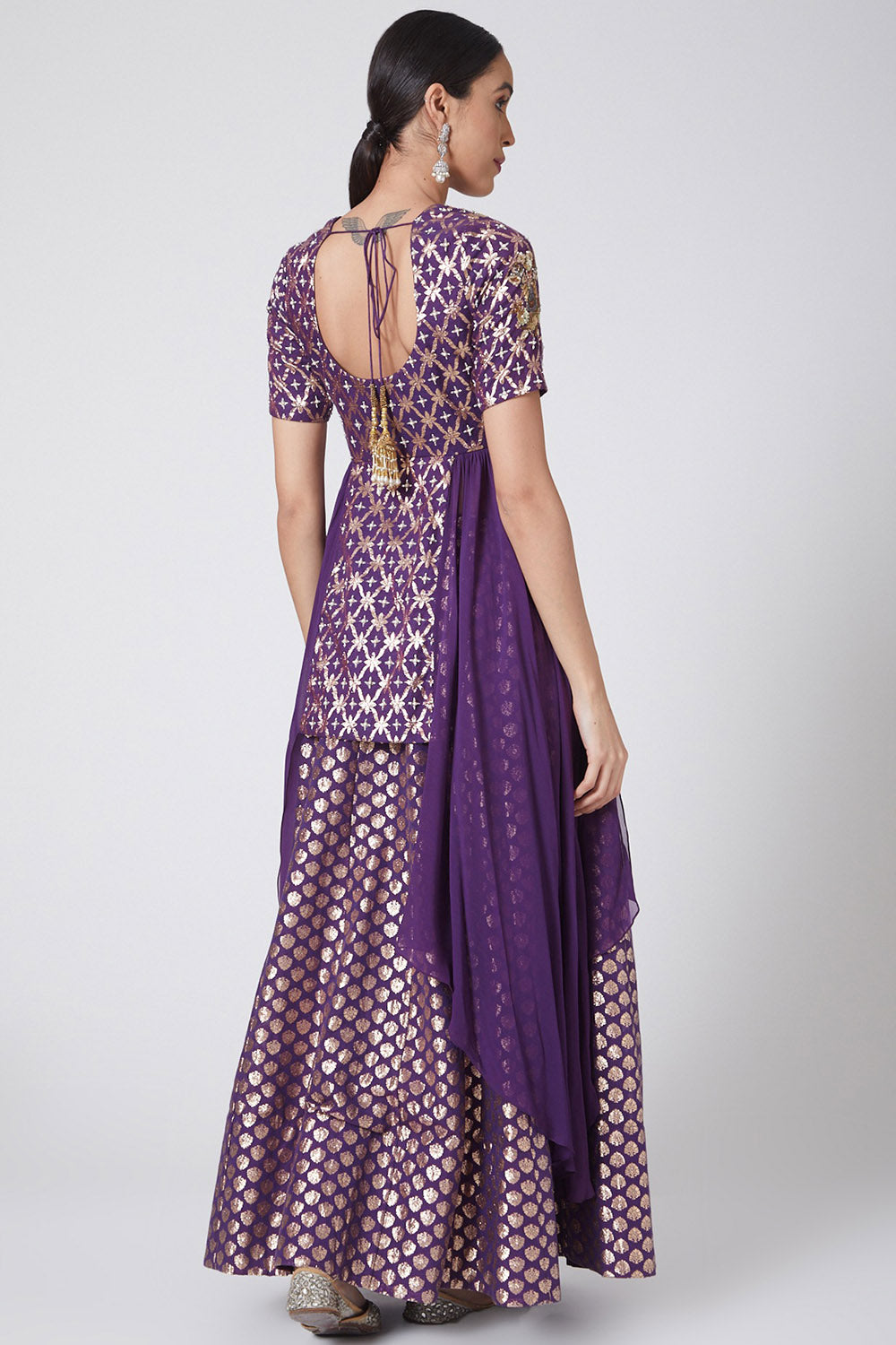 Embroidered Purple Lehenga Set - Auraya Fashion - - #tag1# - #tag2# - #tag3# - #tag3#