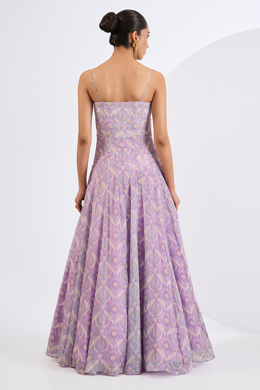 Printed Chinon Chiffon Ivory Lehenga Set with Viscose Chinon Dupatta