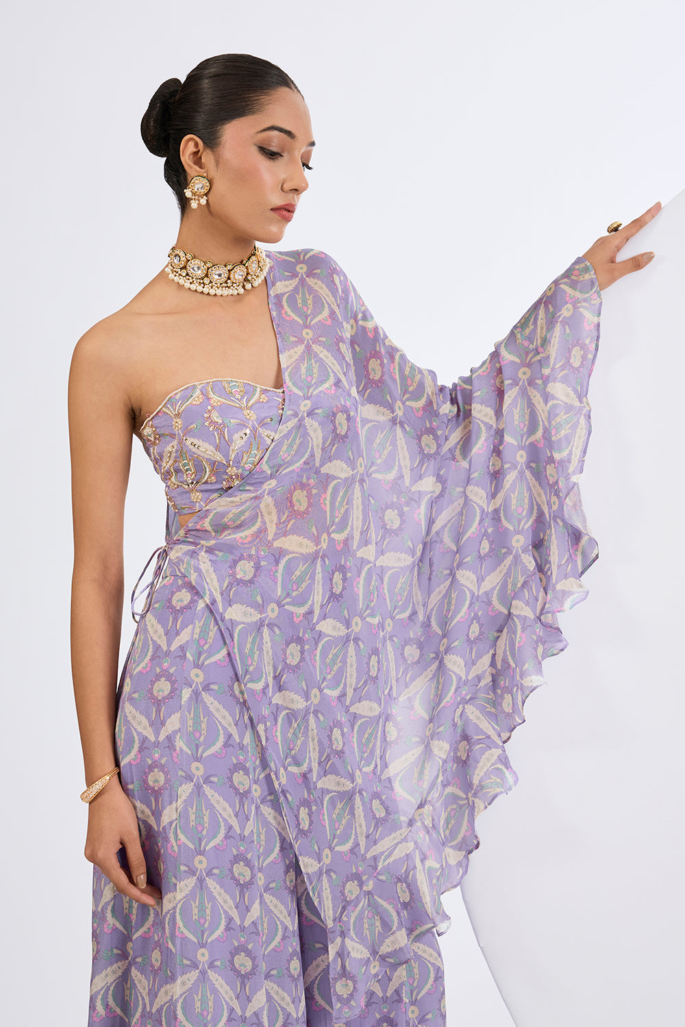 Lilac Printed Cape Shararaset