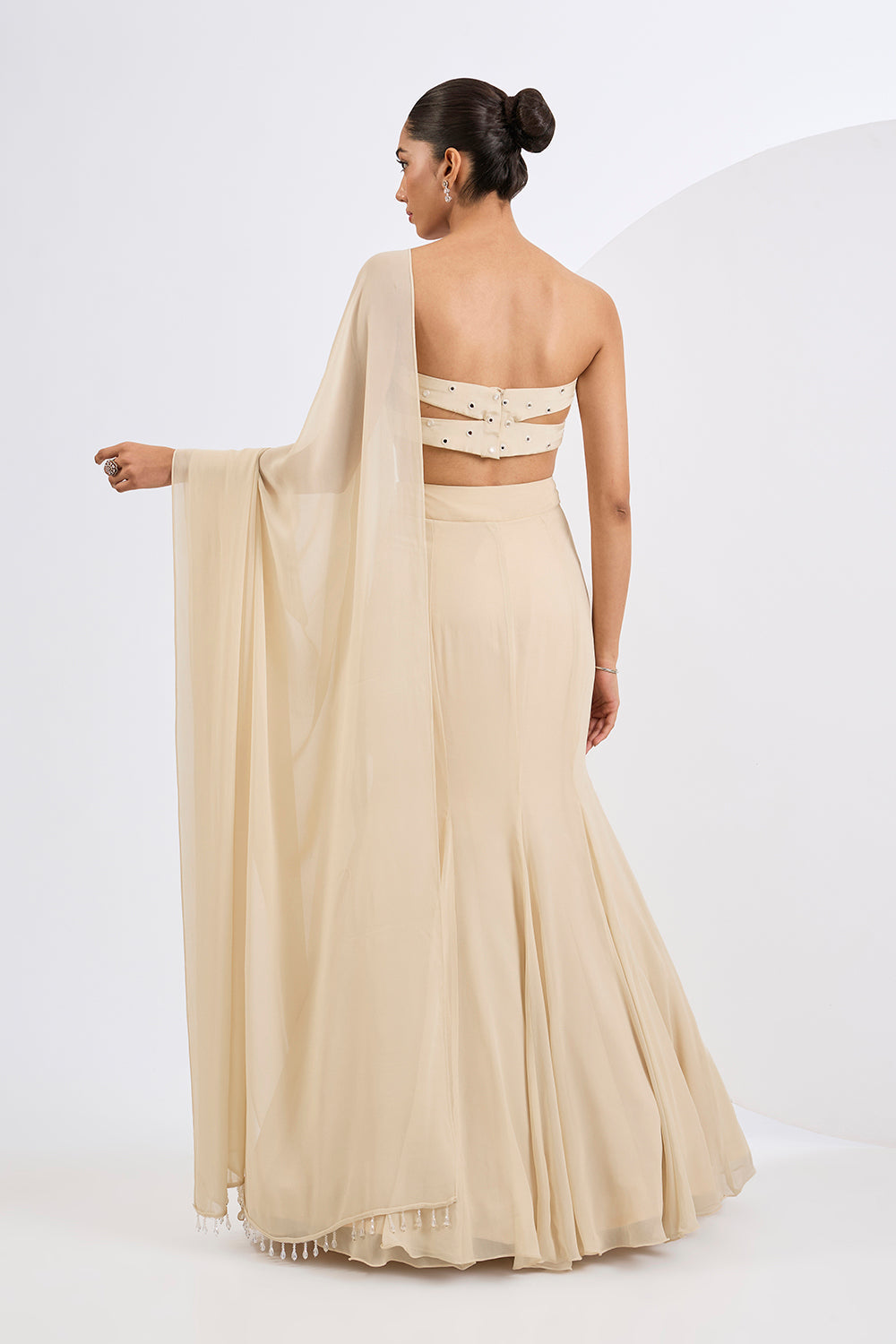 A Fish Cut Lehenga Set Emellished Tube Top