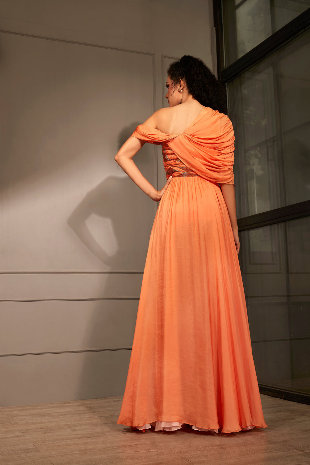 Orange Slit Gown