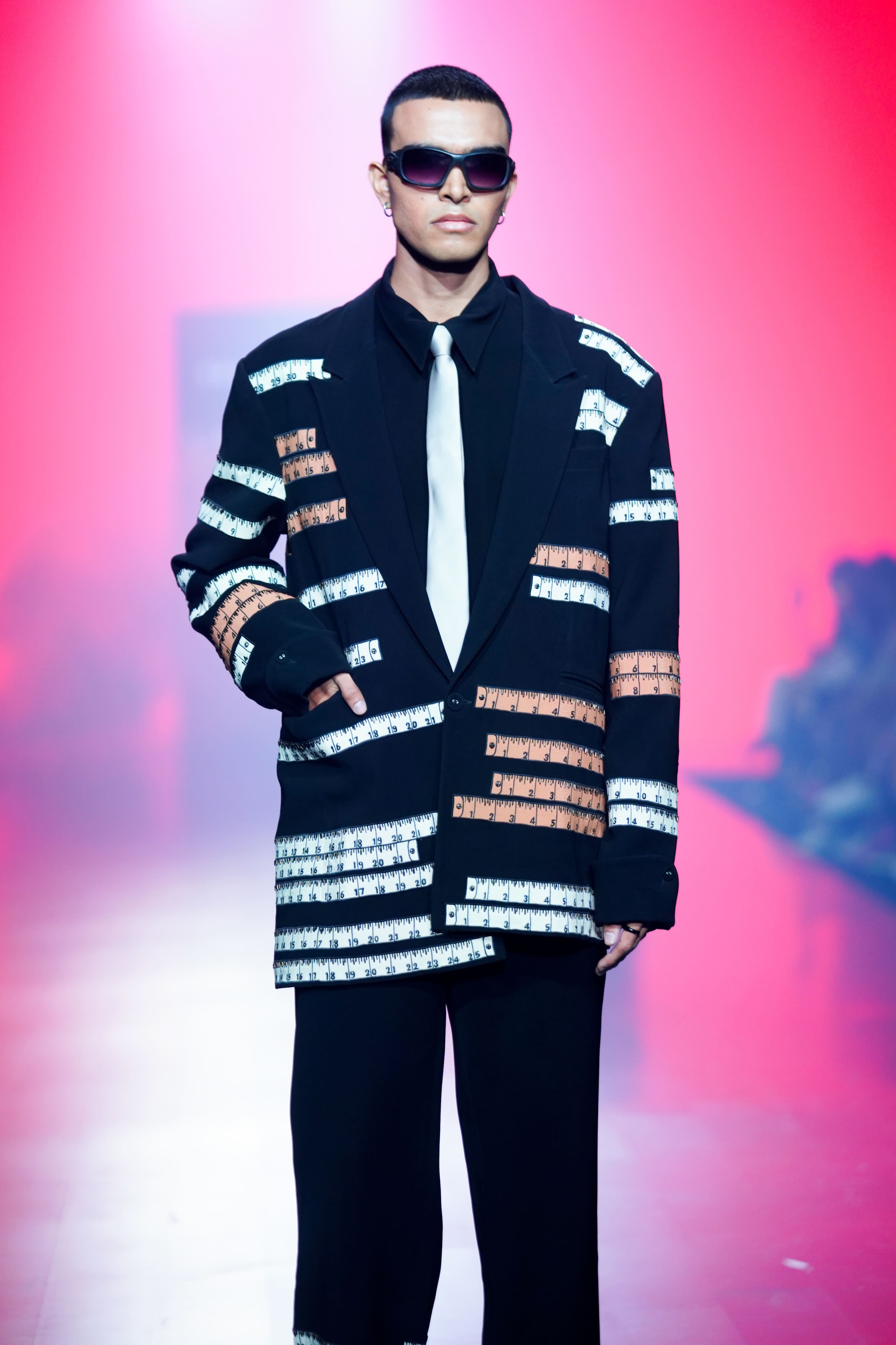 Measuring Tape Blazer With Matching Pants And Shirt