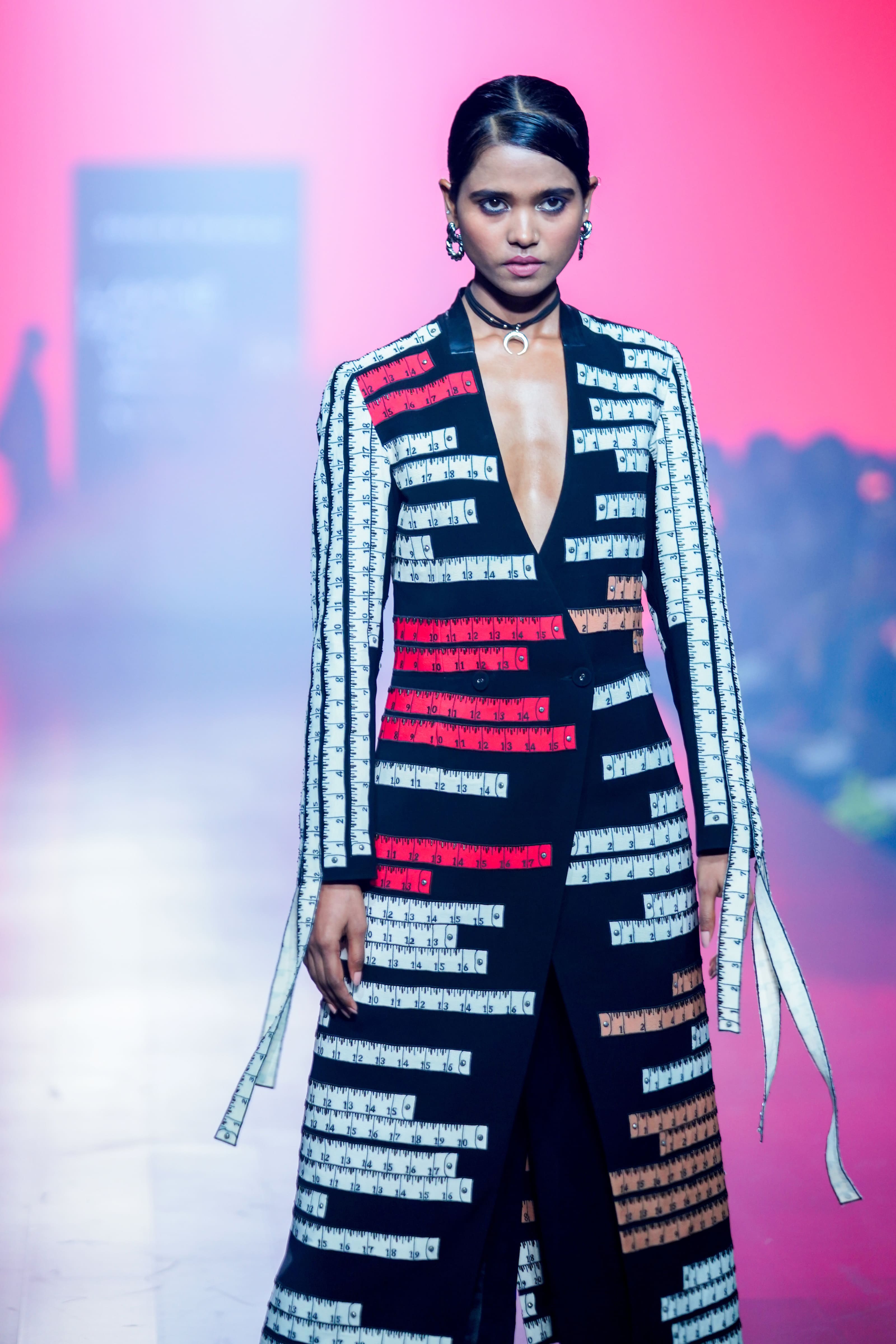 Measuring Tape Long Dress With Flared Pants