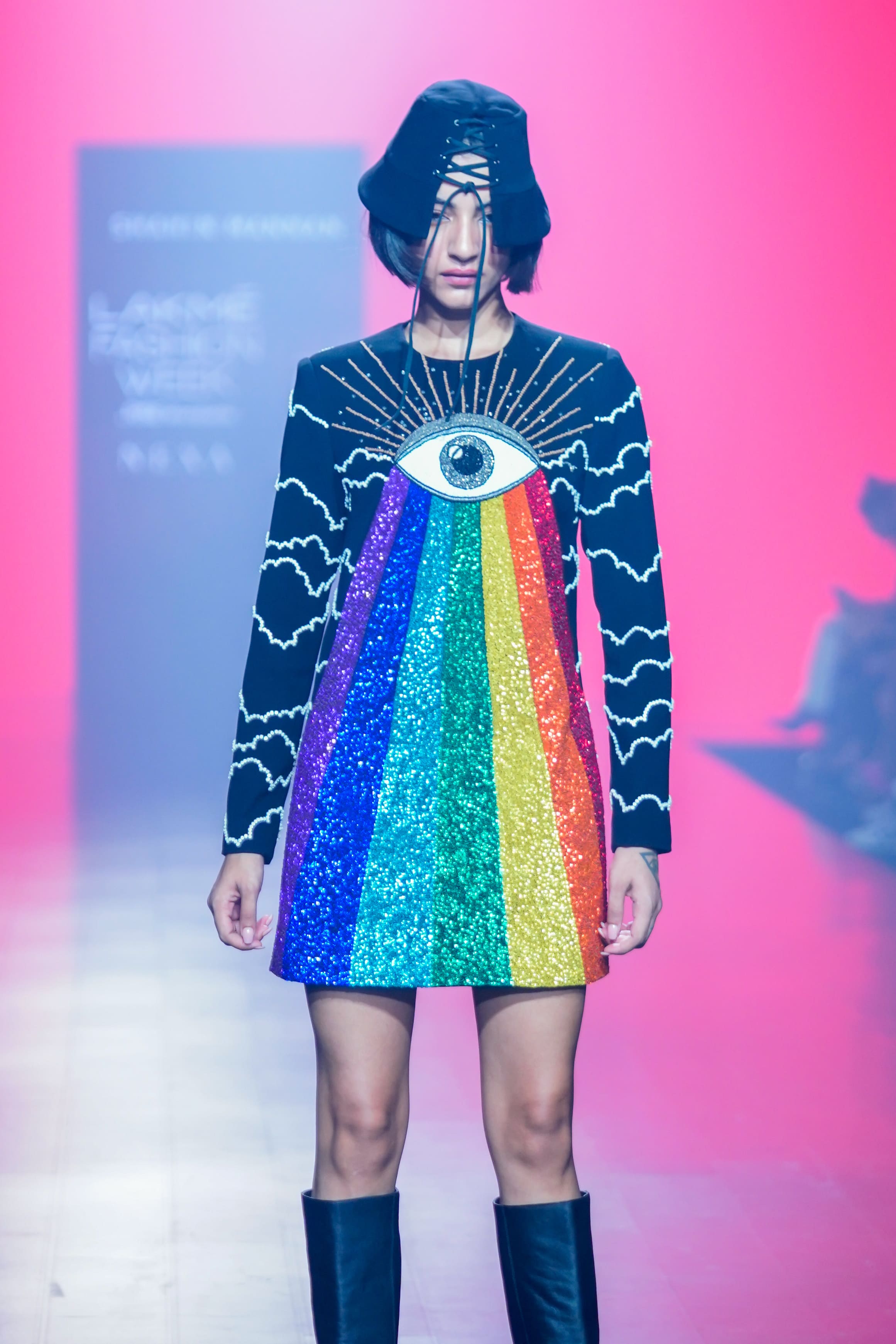 Clouds And Eye Rainbow Mini Dress