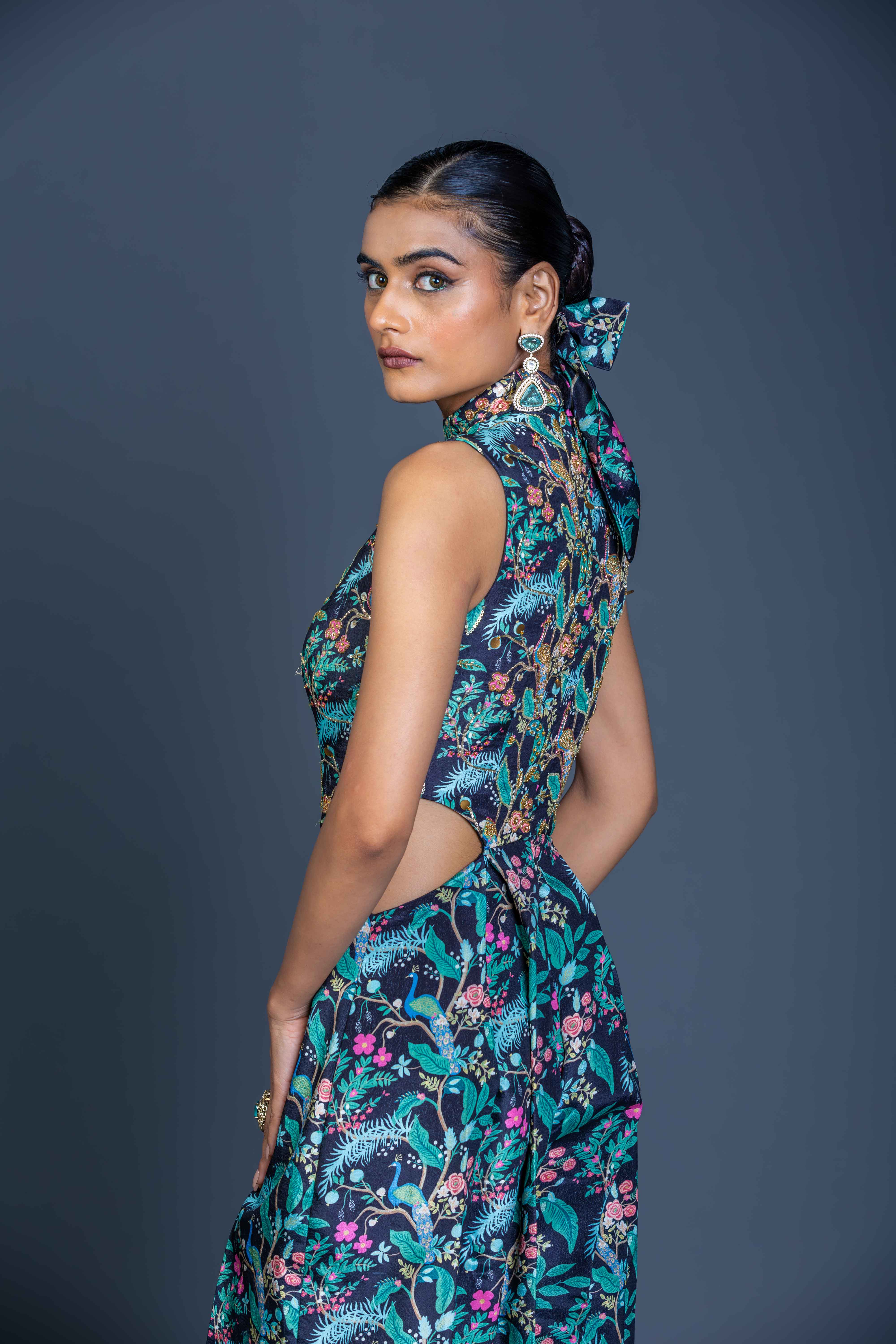 Peacock Mirage Cutout Jumpsuit