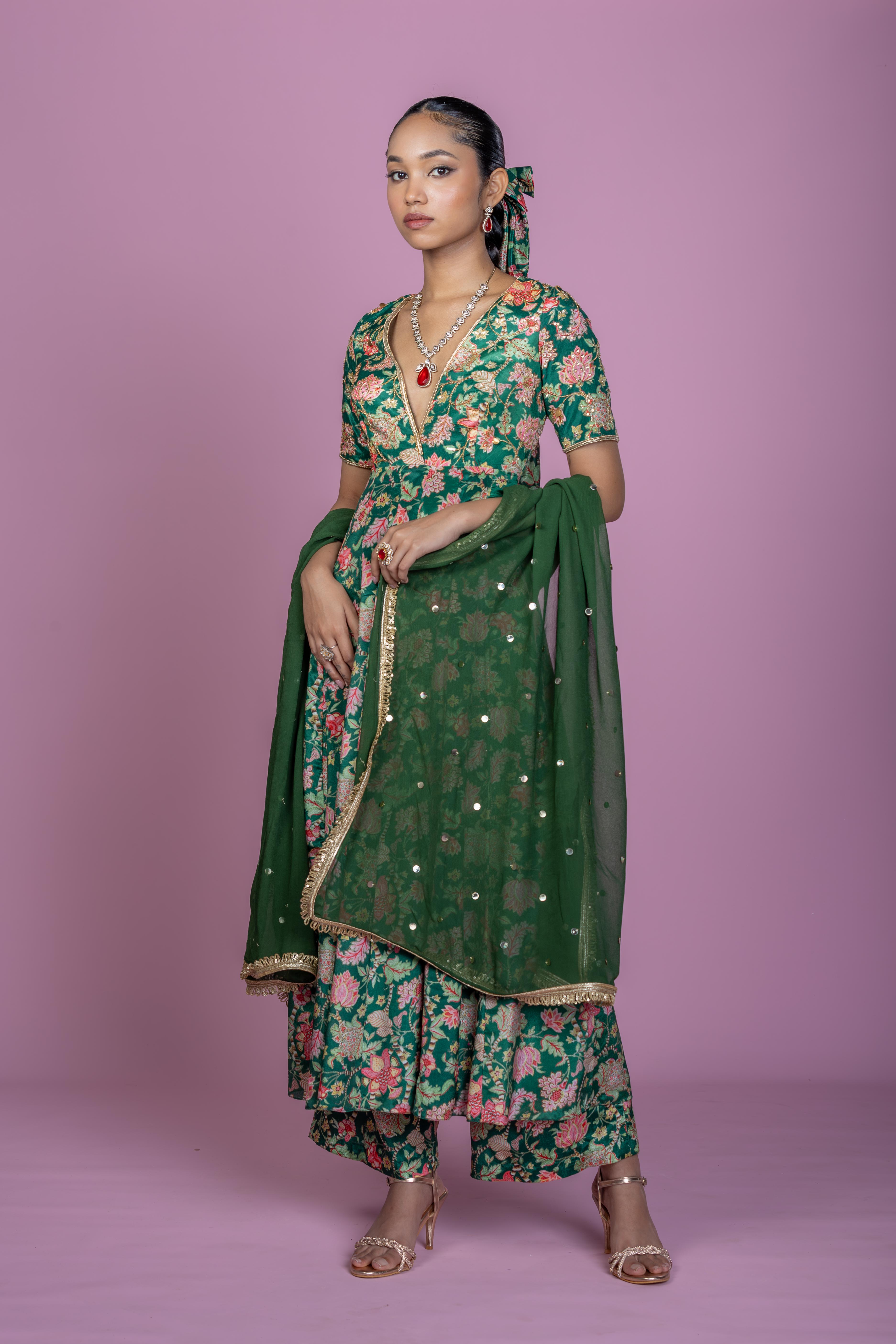 Peppy Panna Anarkali gown set