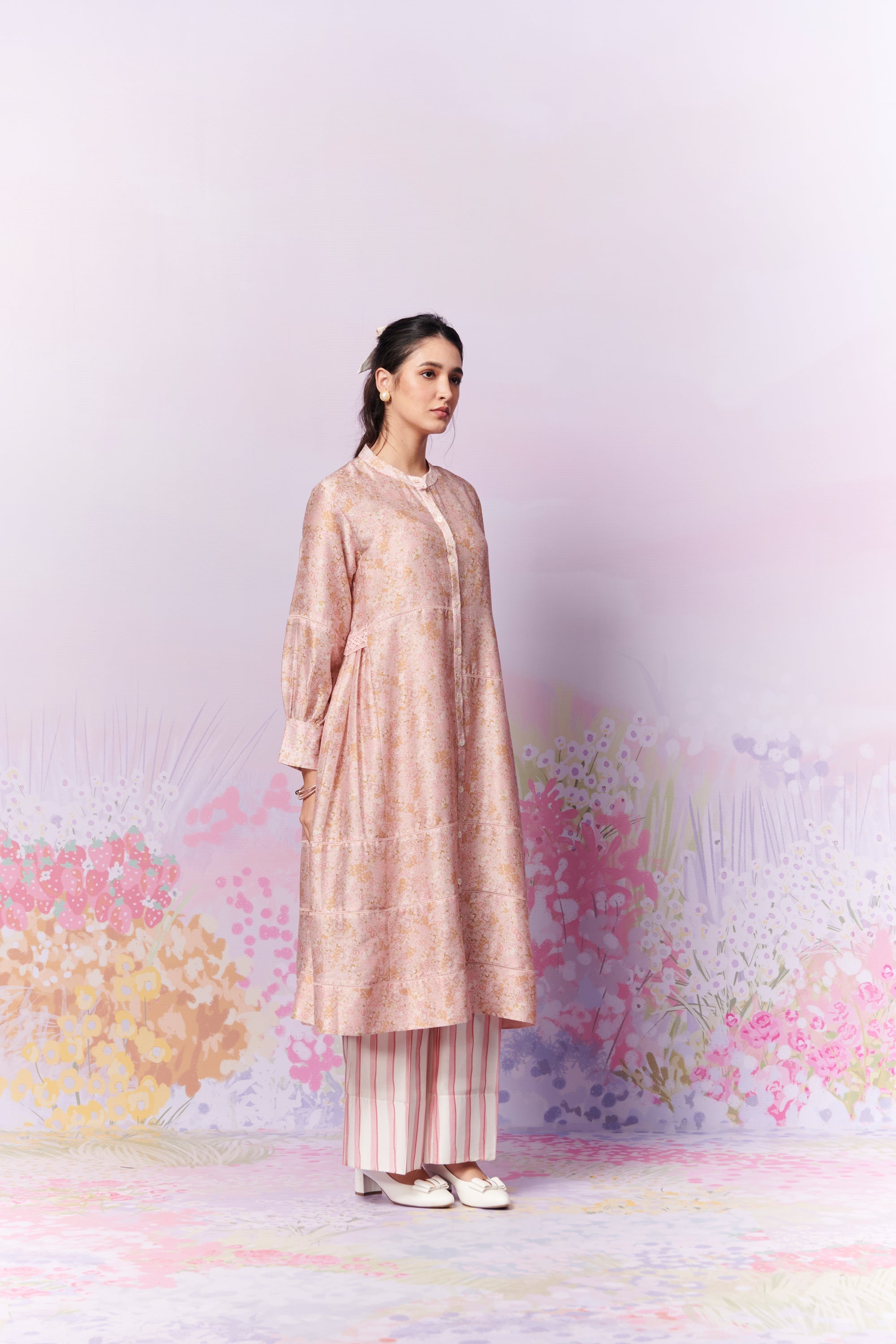 Petite Blooms Kurta And Trousers Co-Ord Set
