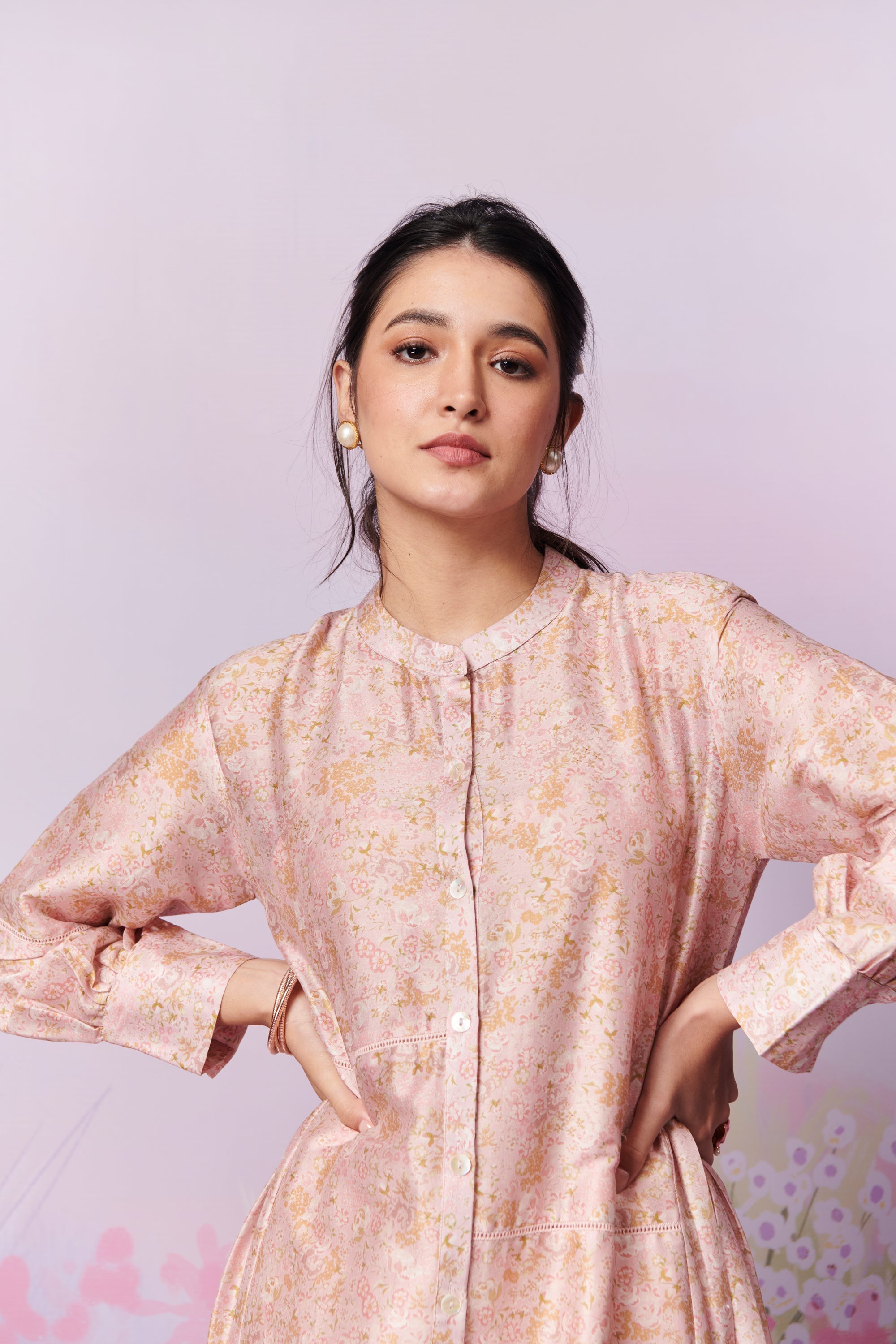 Petite Blooms Kurta And Trousers Co-Ord Set