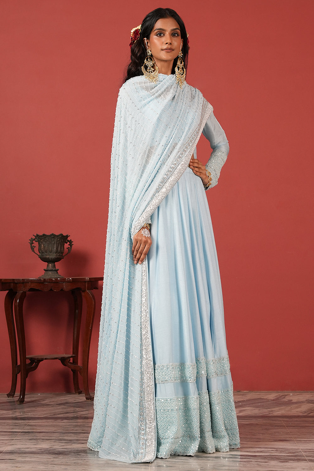 Powder Blue Royal Lehenga Set