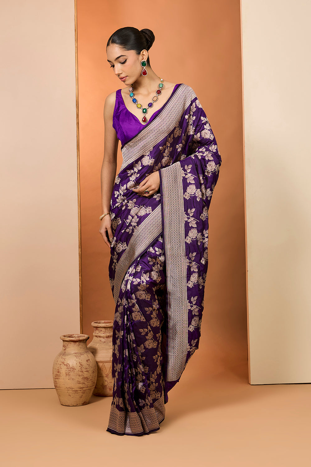 Purple Saree Set