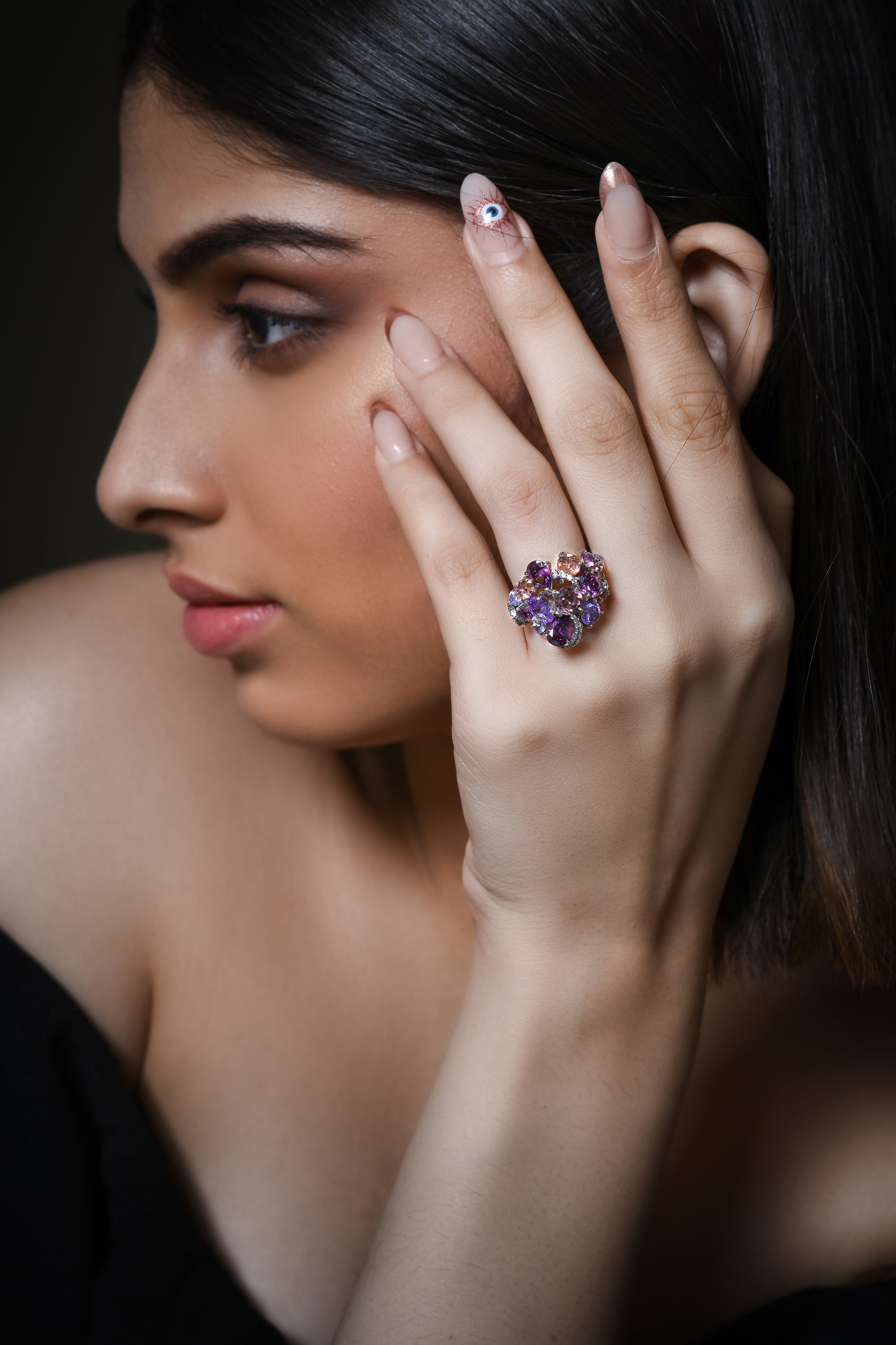 Mixed-Shape Swarovski Cocktail Ring For A Glamorous Look