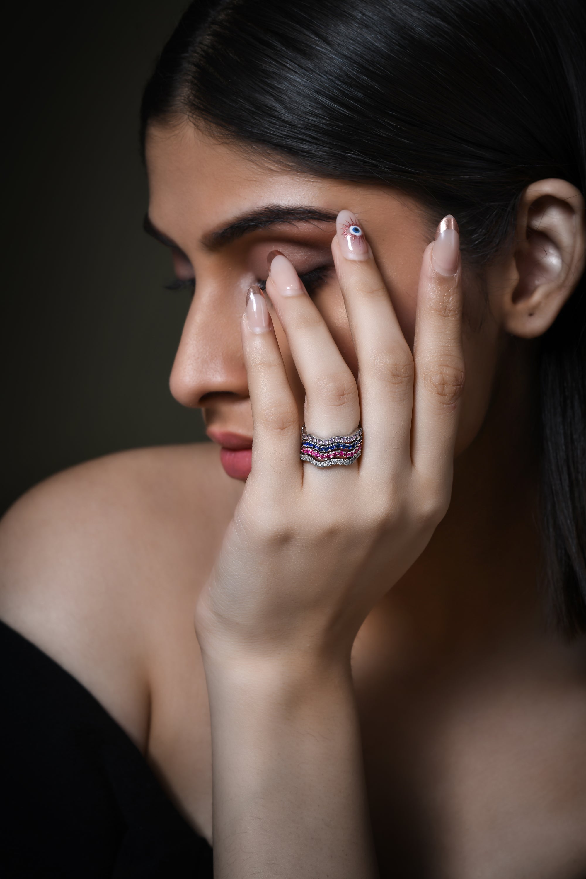Swarovski Stackable Bands With Multi-Colored Stones