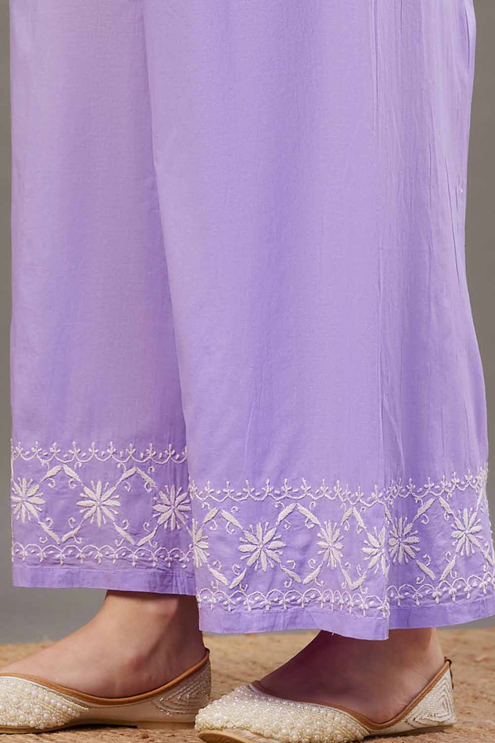Mauve Chikankari Kurta Palazzo Set - Elegant Two-Piece Outfit