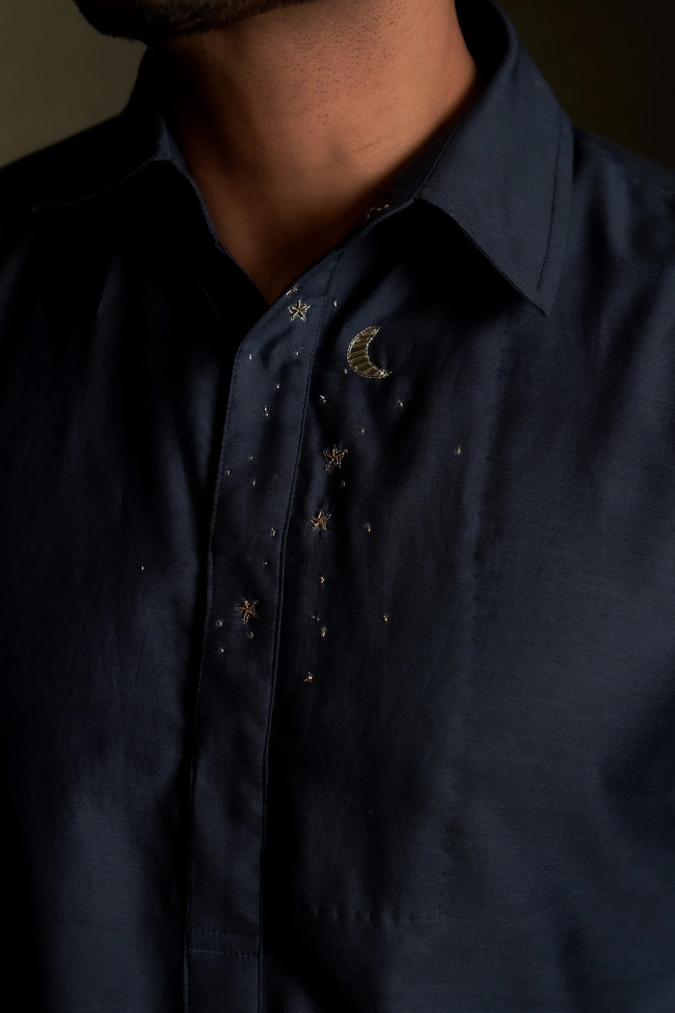 Blue Dusk Pathani Kurta with Long Jacket