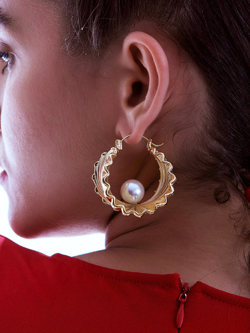 Golden Oyster Hoops