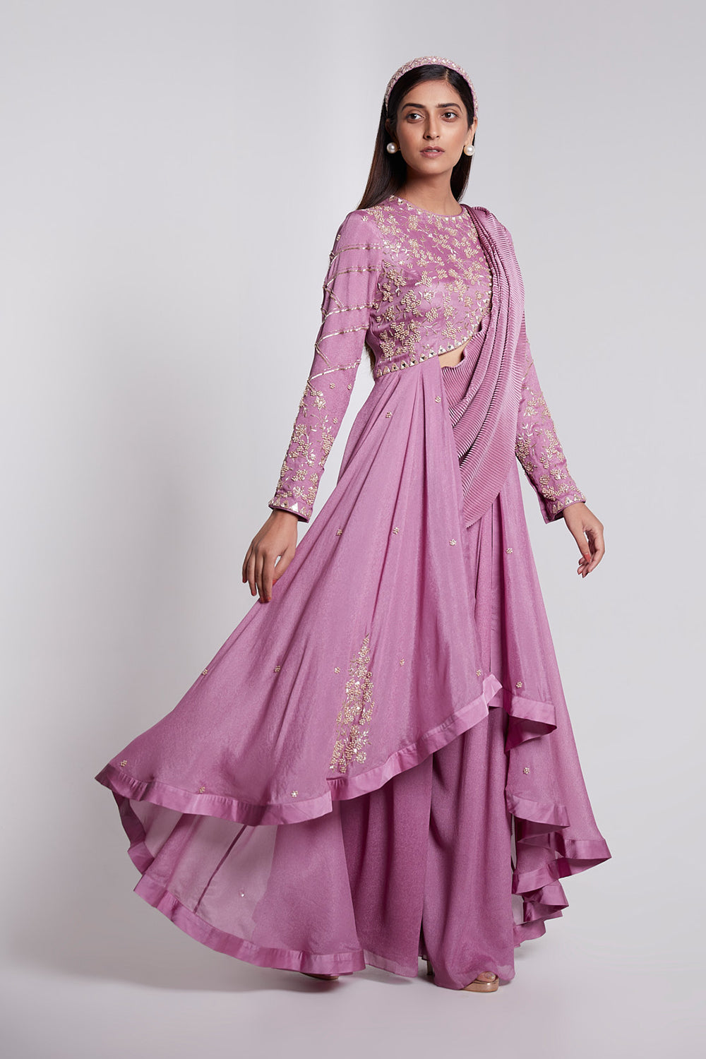 Beautifully Hand Crafted Pant Saree Set