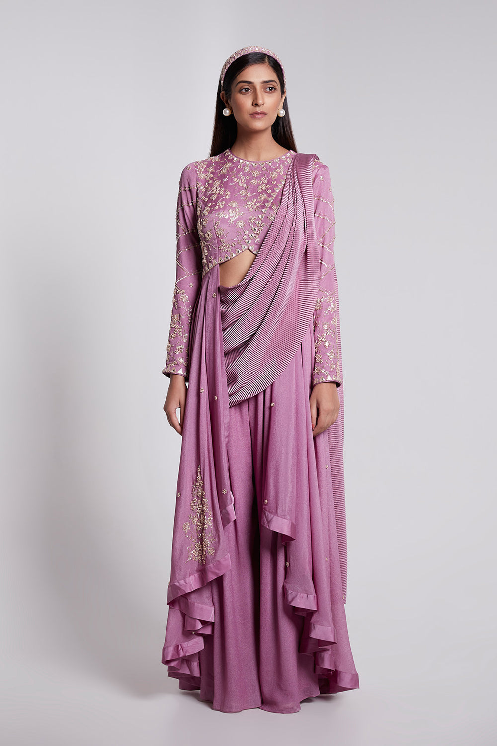 Beautifully Hand Crafted Pant Saree Set