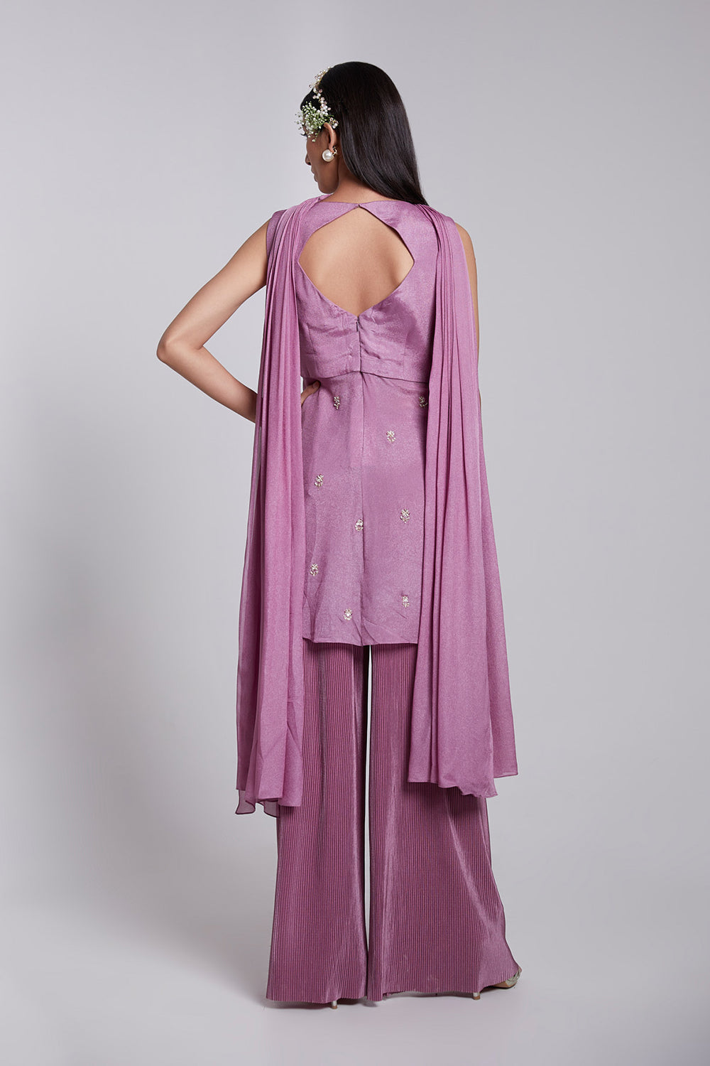 Short Peplum Kurta Set with A Choker Dupatta