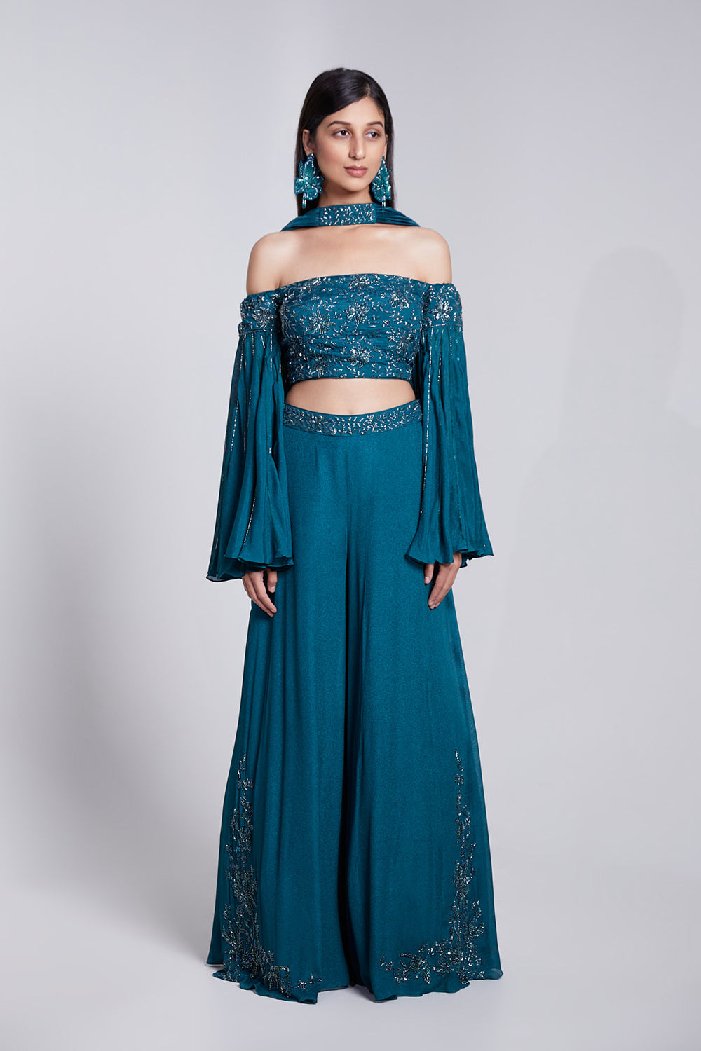 Off Shoulder Top with Sharara Set