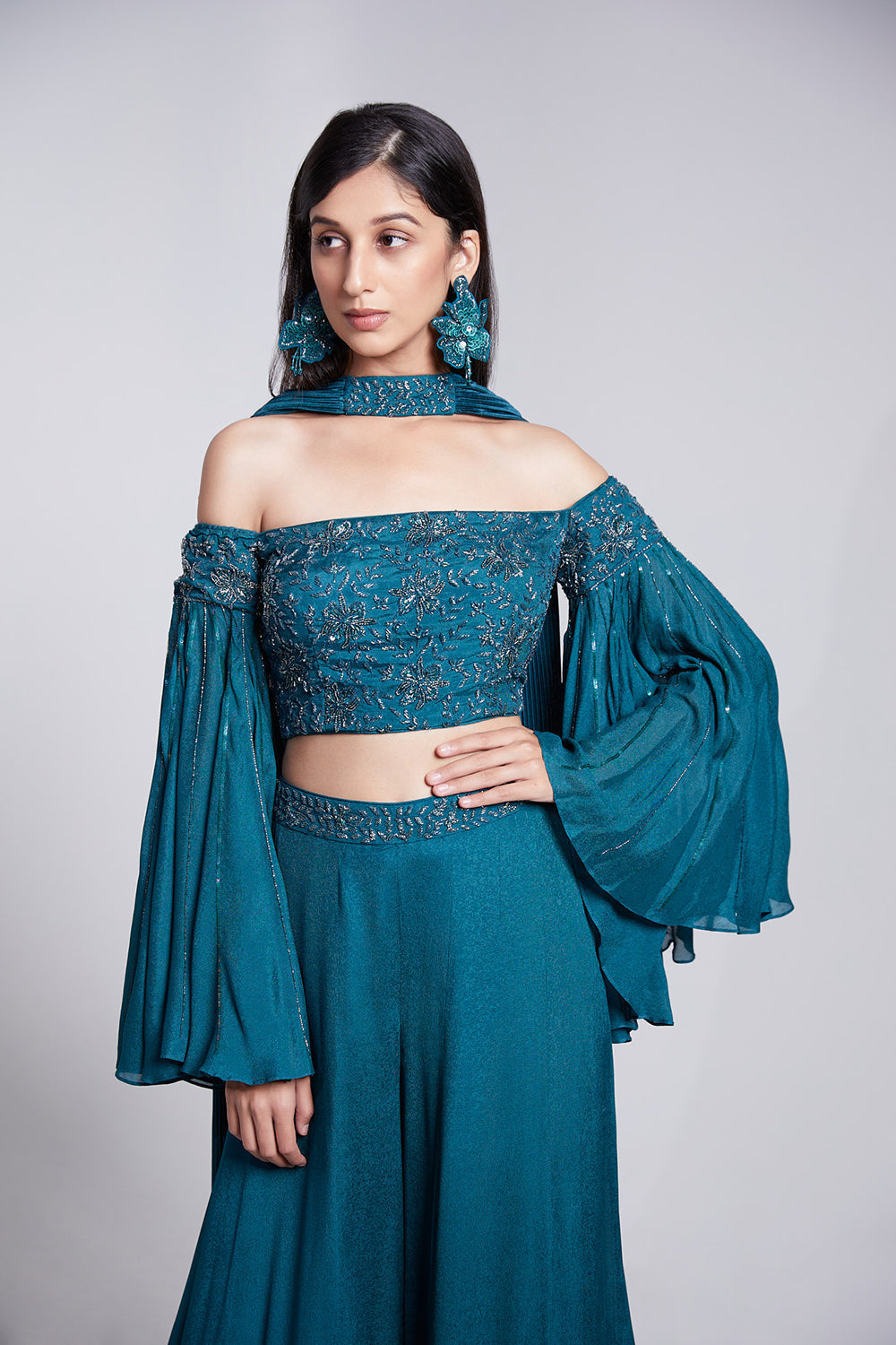 Off Shoulder Top with Sharara Set