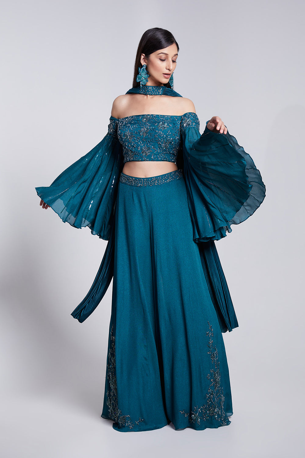 Off Shoulder Top with Sharara Set