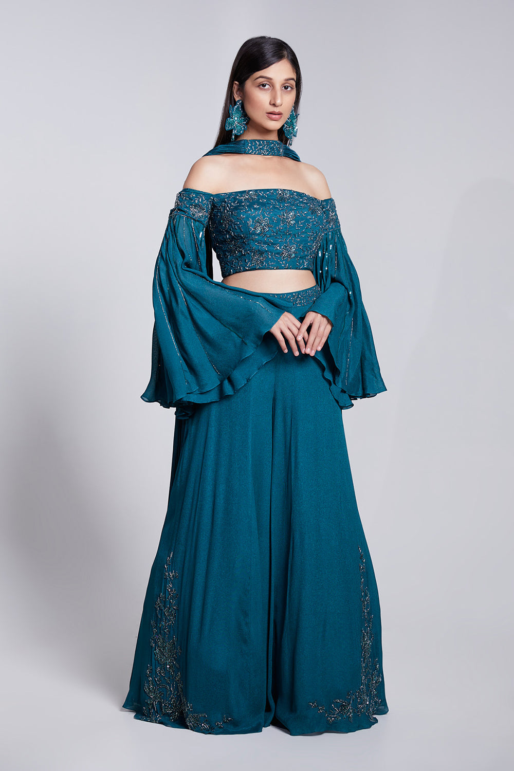 Off Shoulder Top with Sharara Set