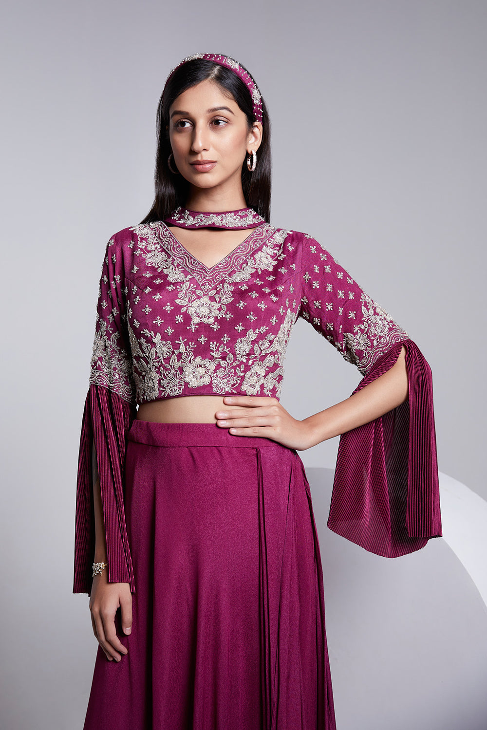 Fusion Crop Top And Drape Skirt