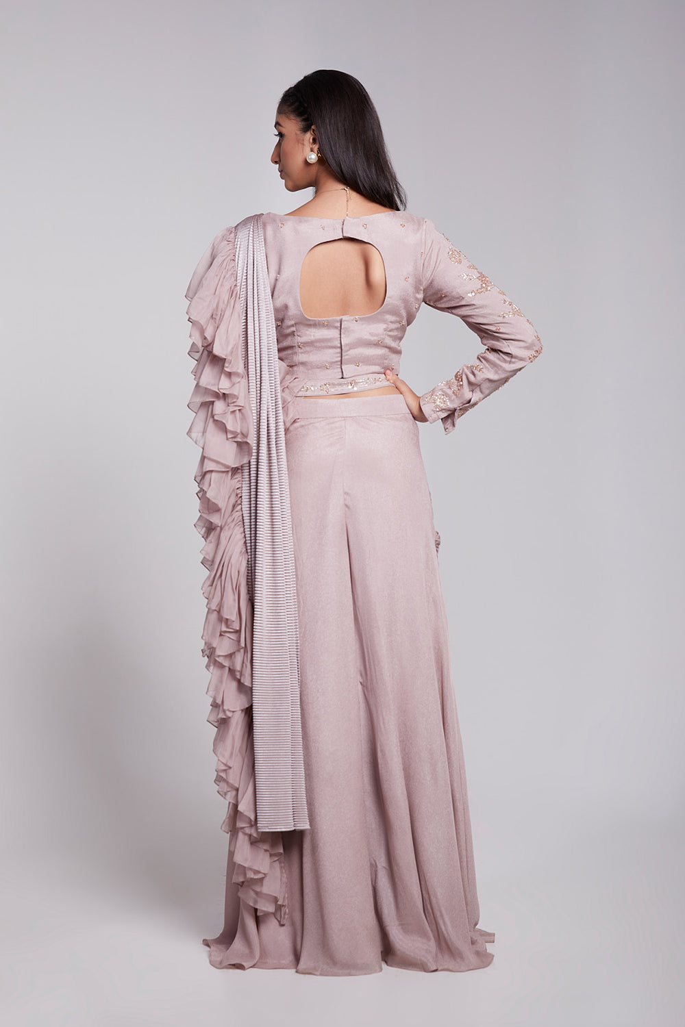 Ruffle Pre Drape Saree